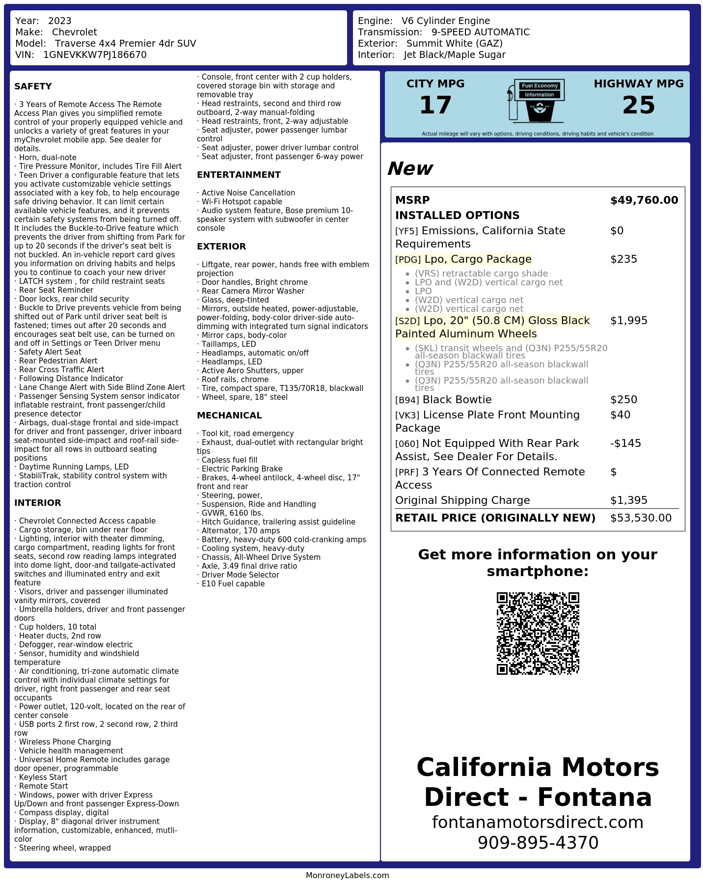 Monroney Label