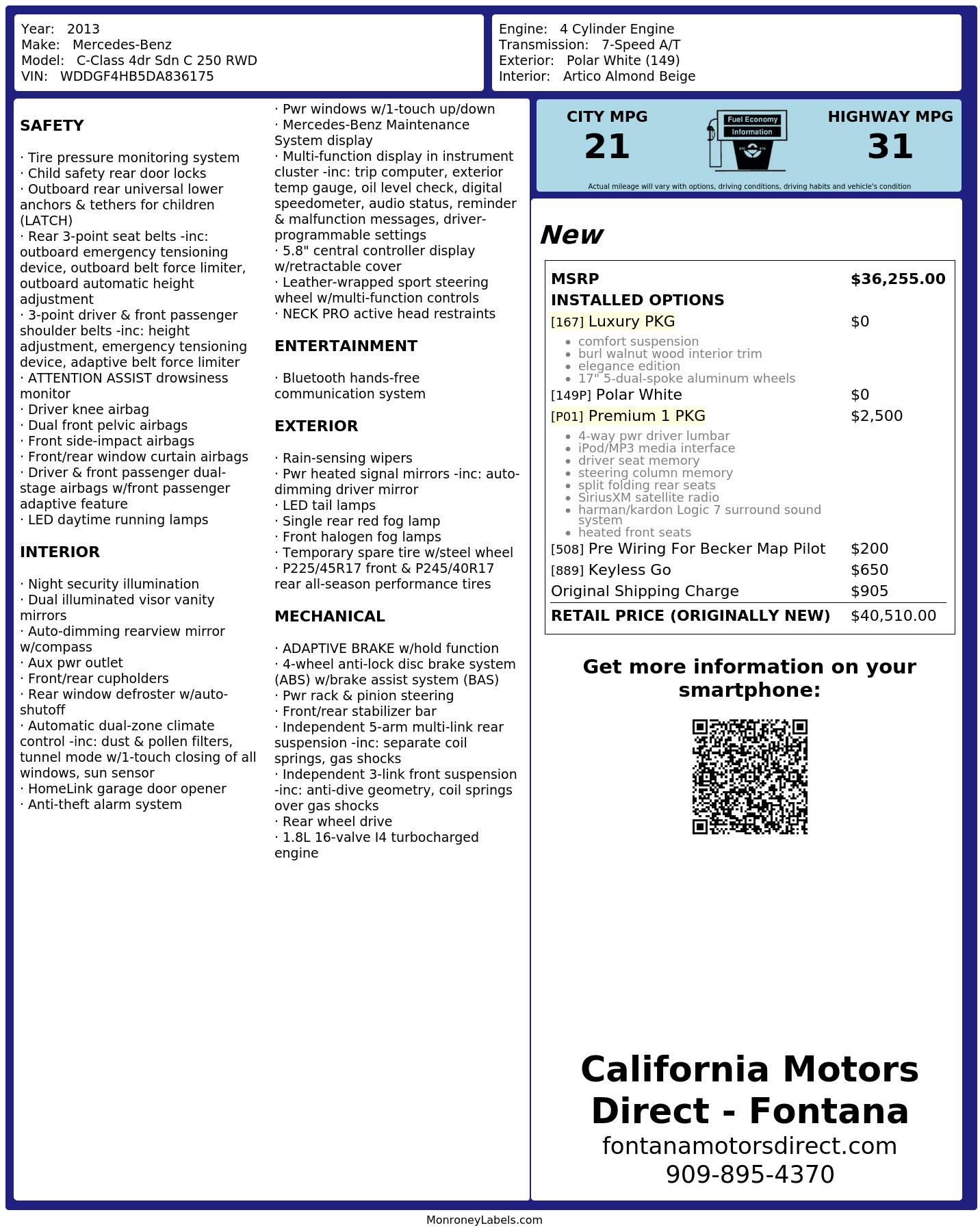 Monroney Label