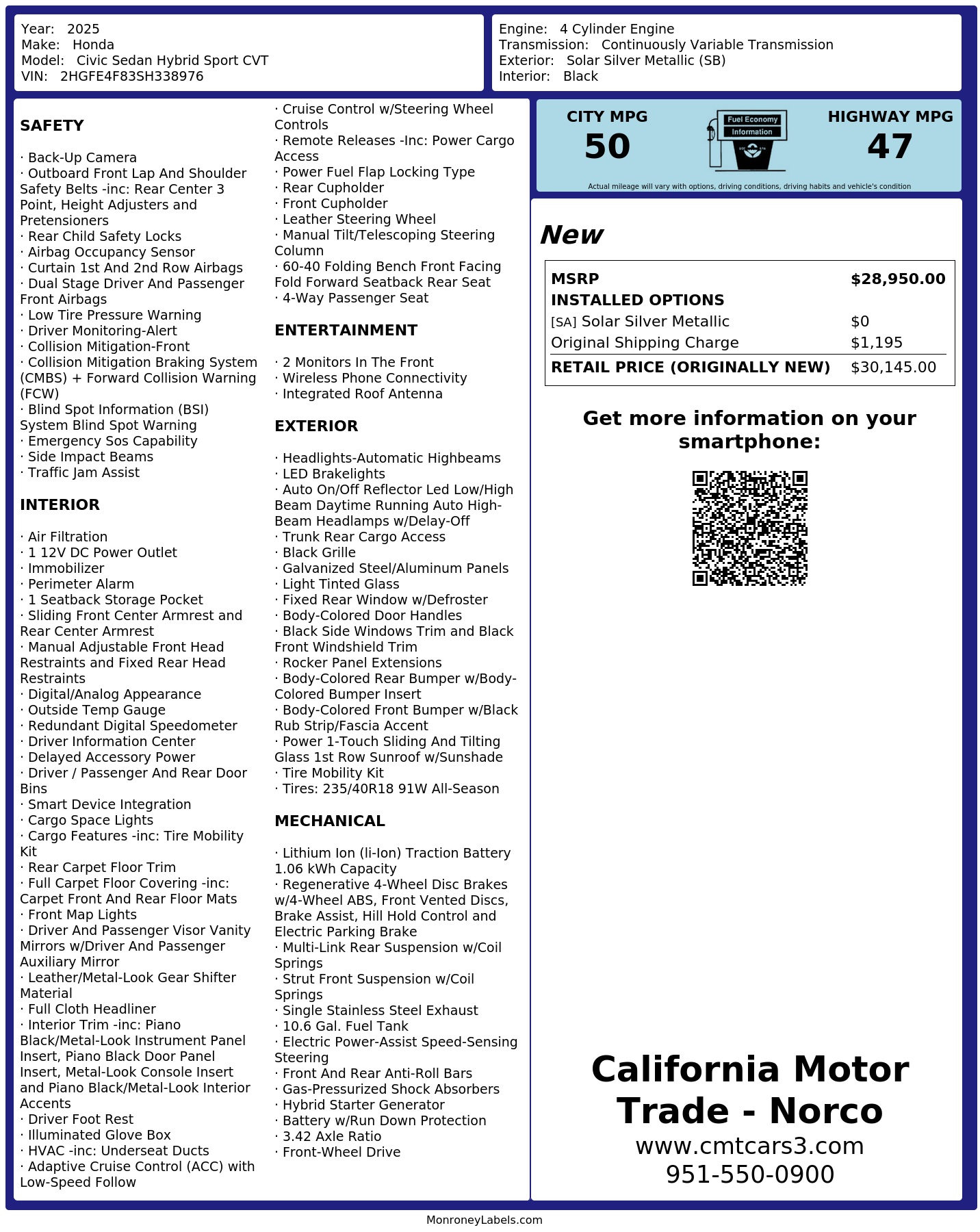Monroney Label