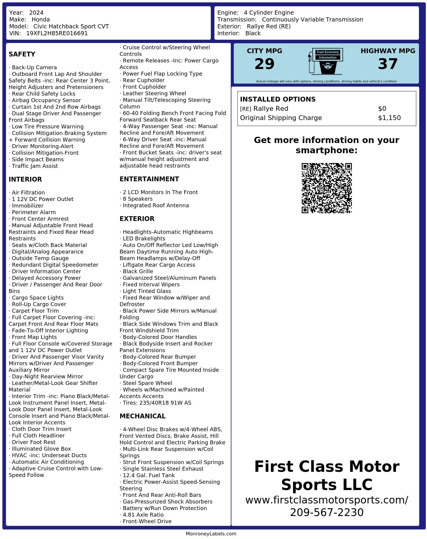 Monroney Label