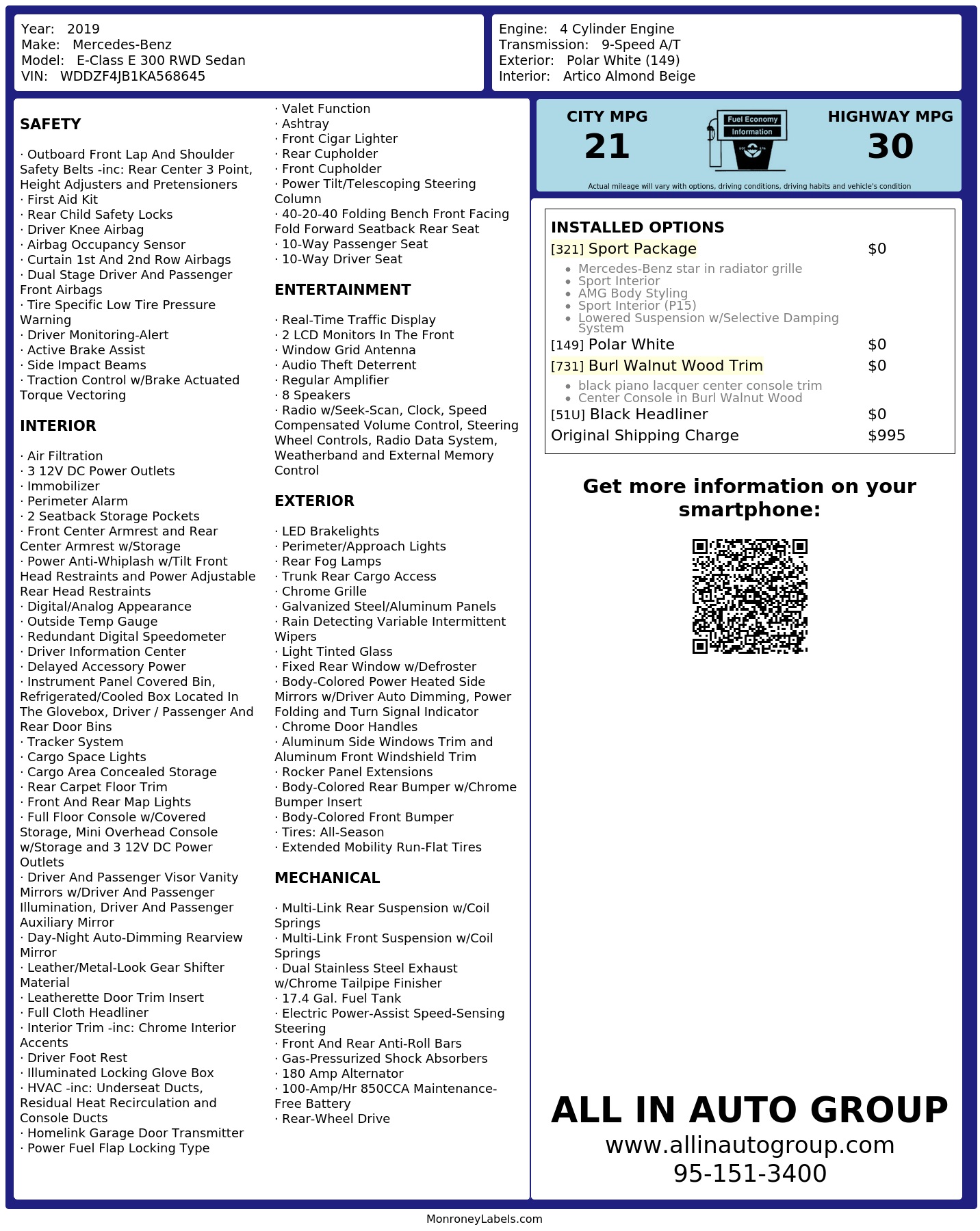 Monroney Label