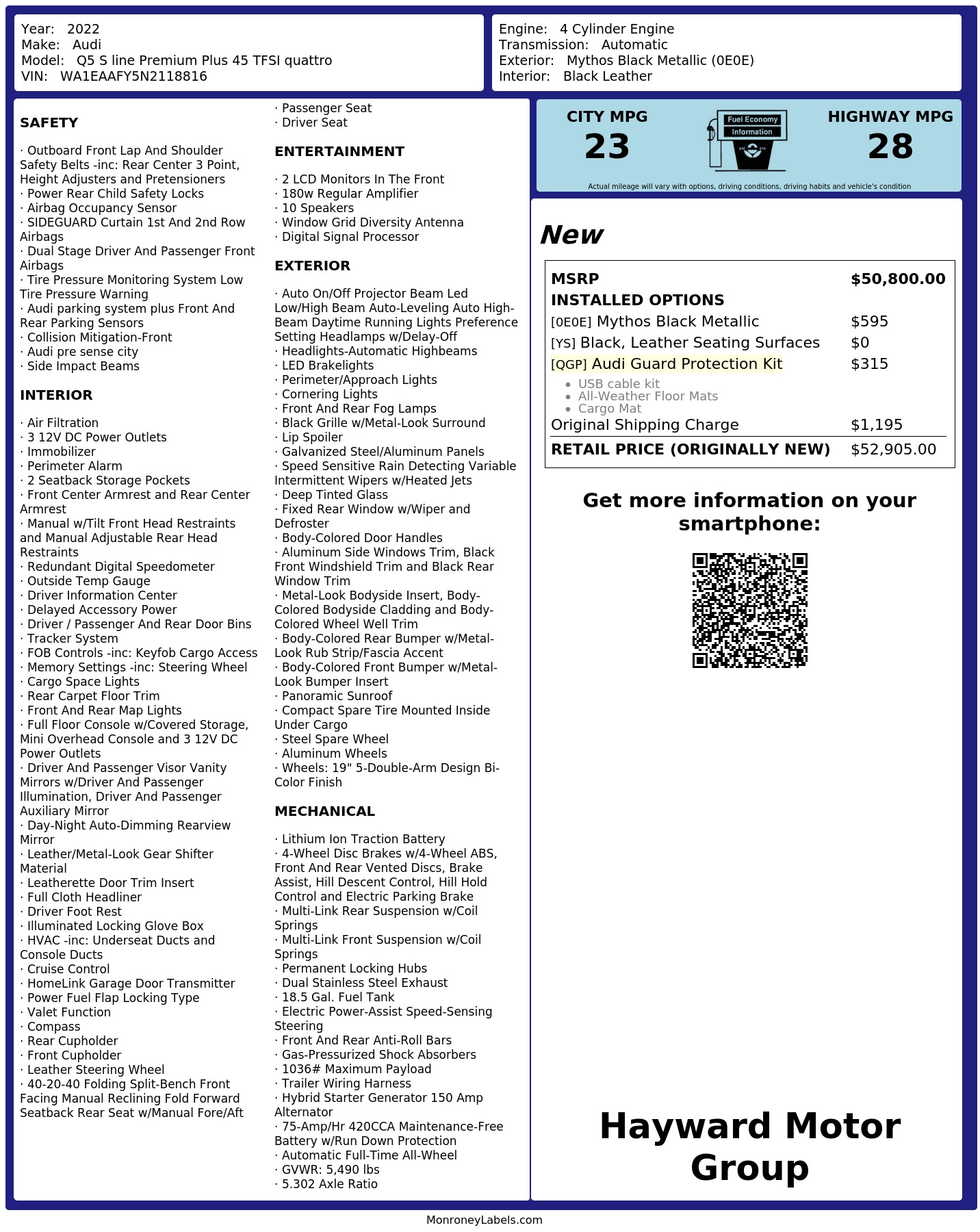 Monroney Label