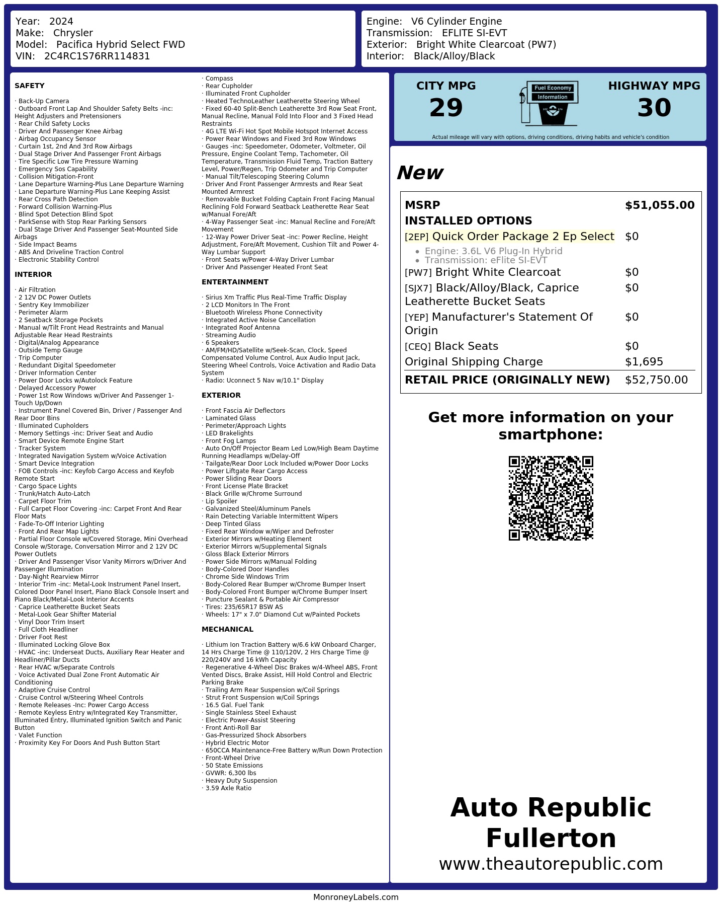 Monroney Label