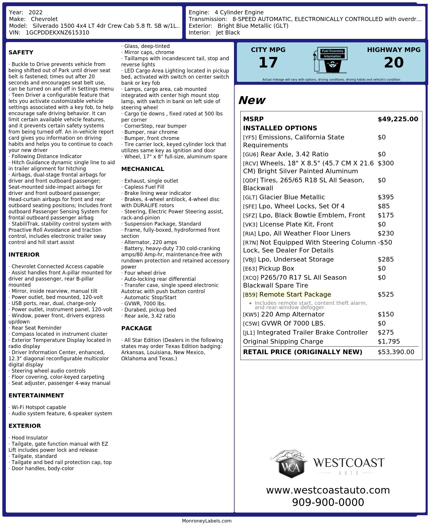Monroney Label