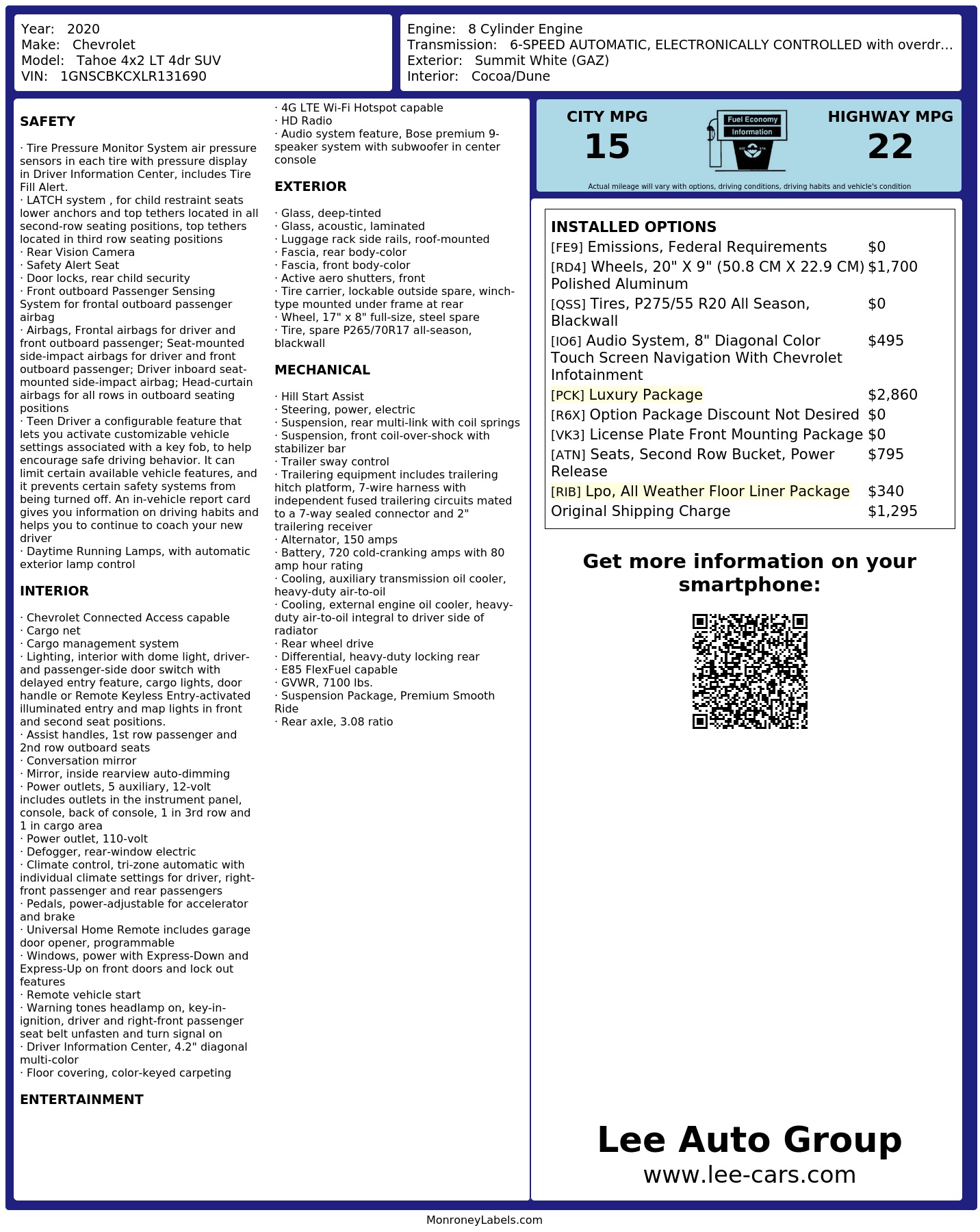 Monroney Label