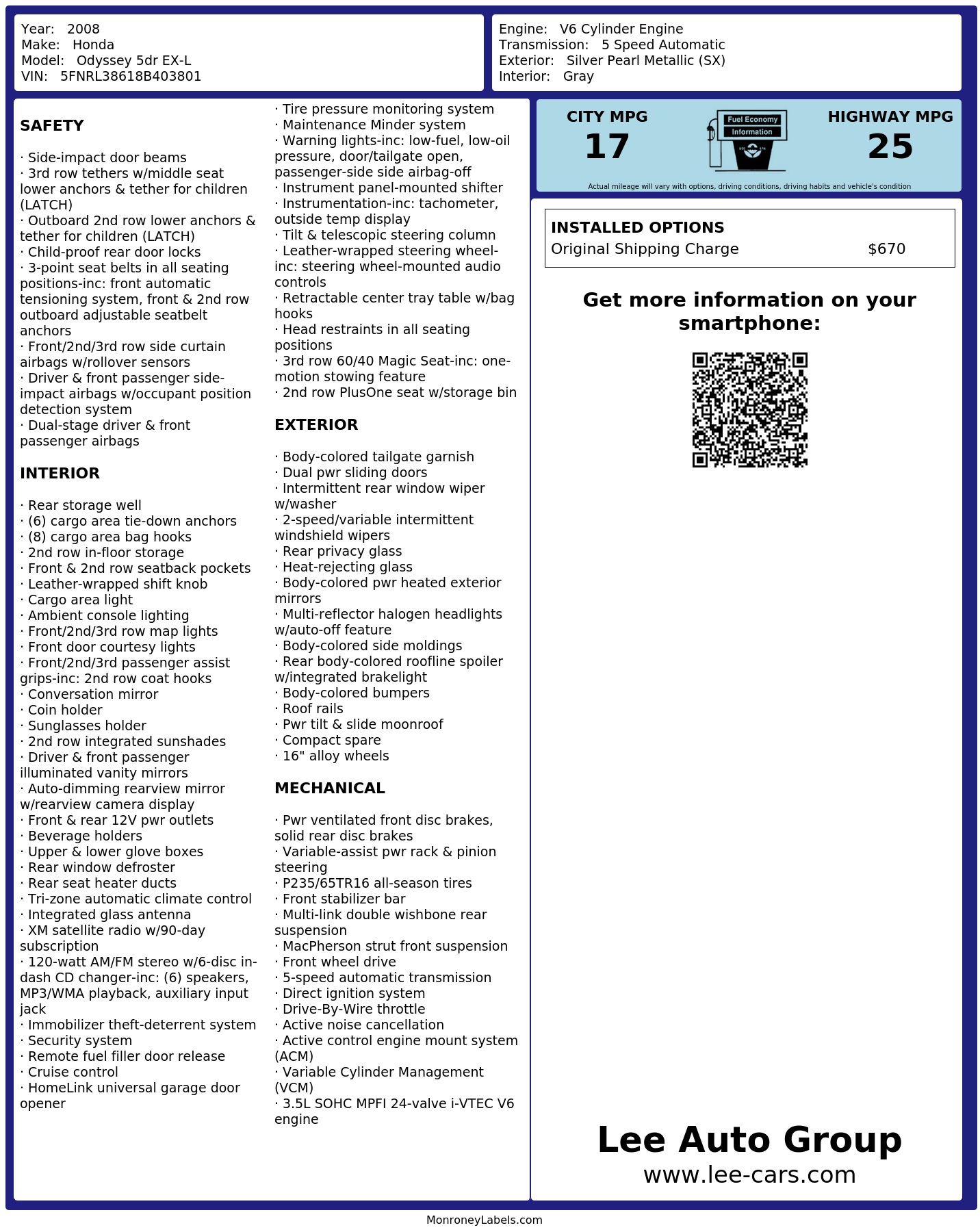 Monroney Label