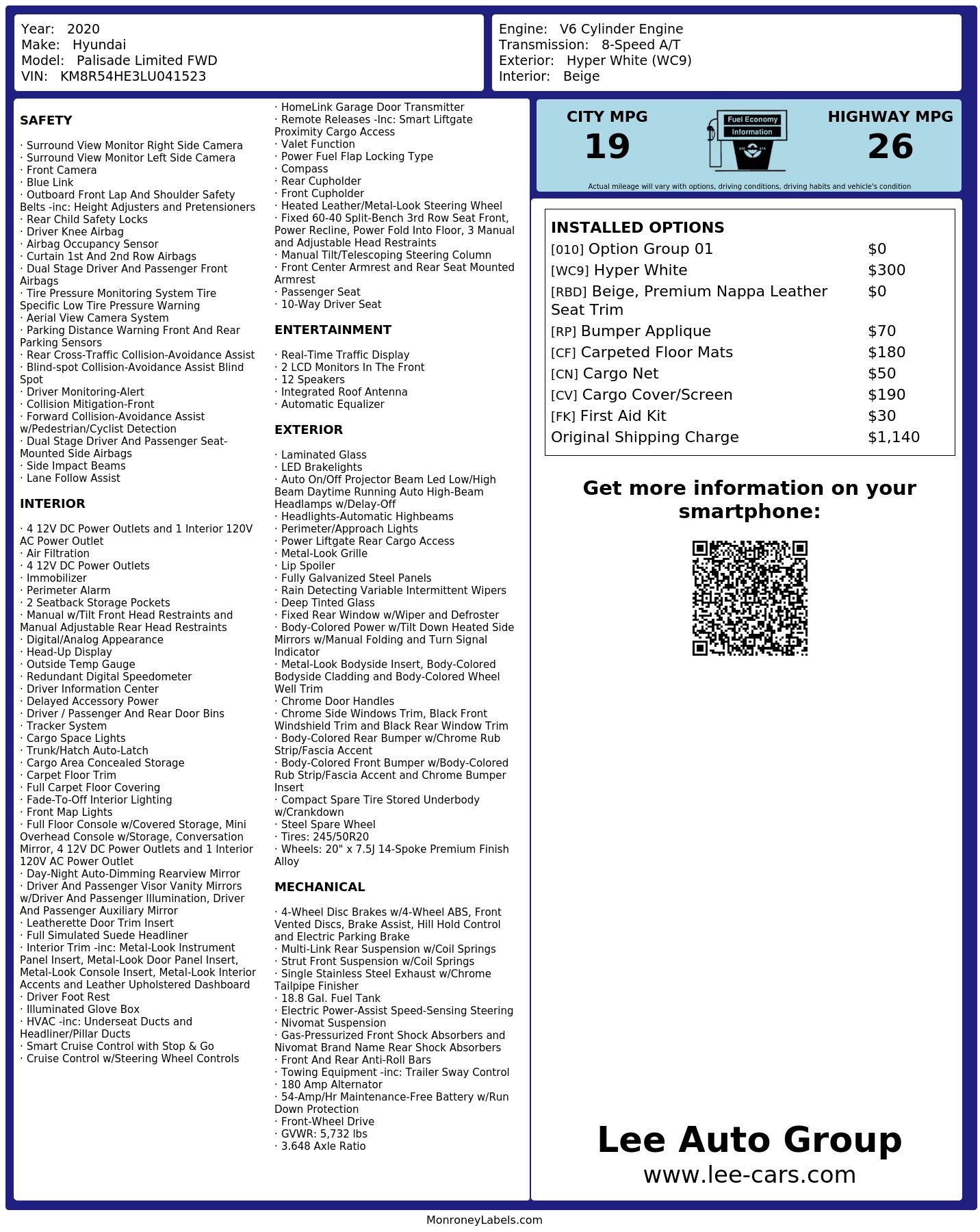 Monroney Label