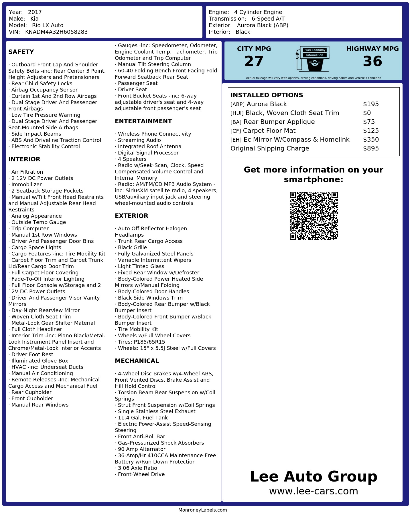 Monroney Label