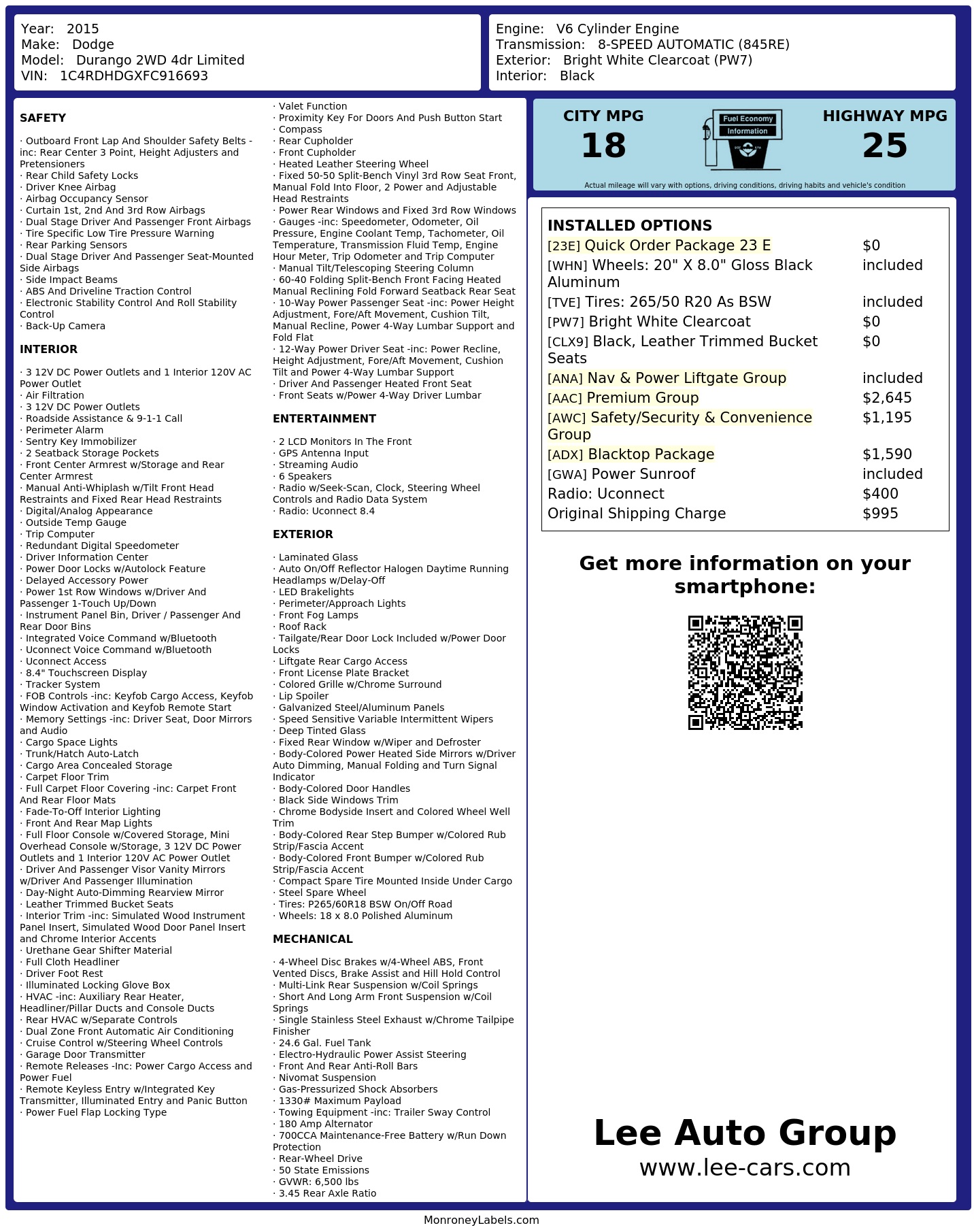 Monroney Label