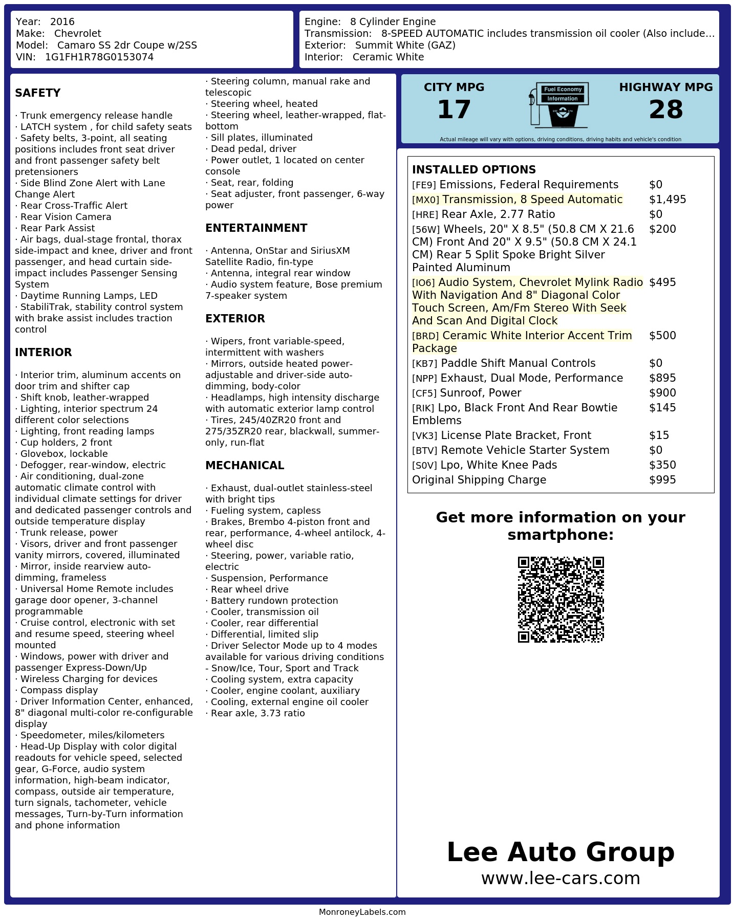 Monroney Label