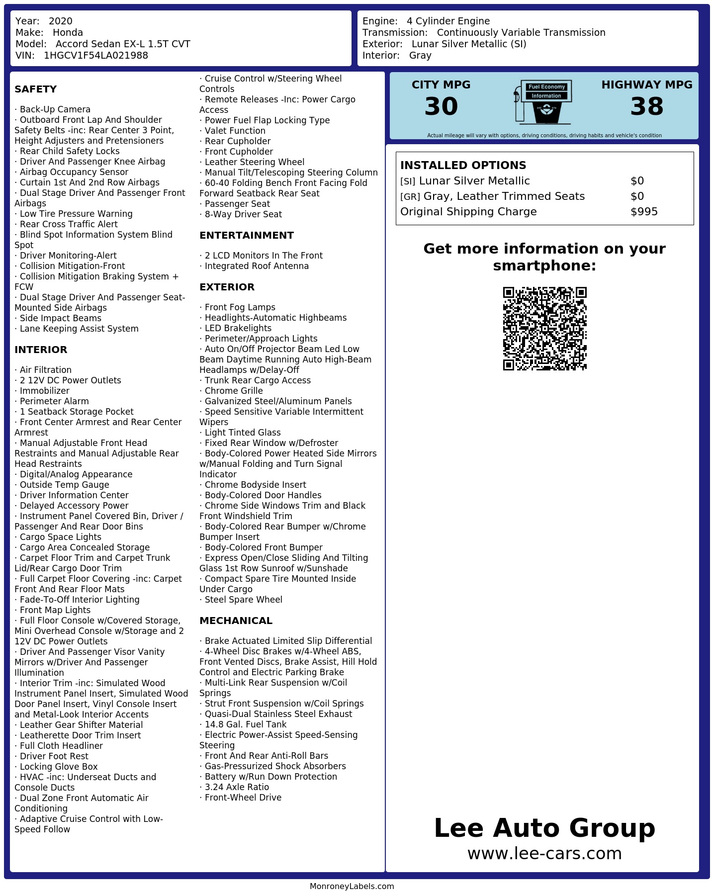 Monroney Label