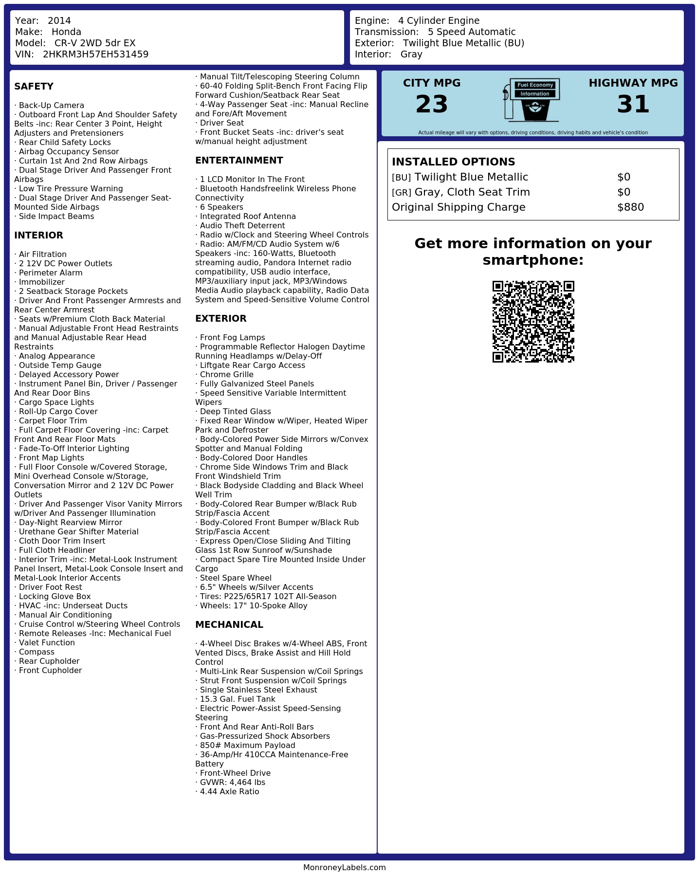 Monroney Label