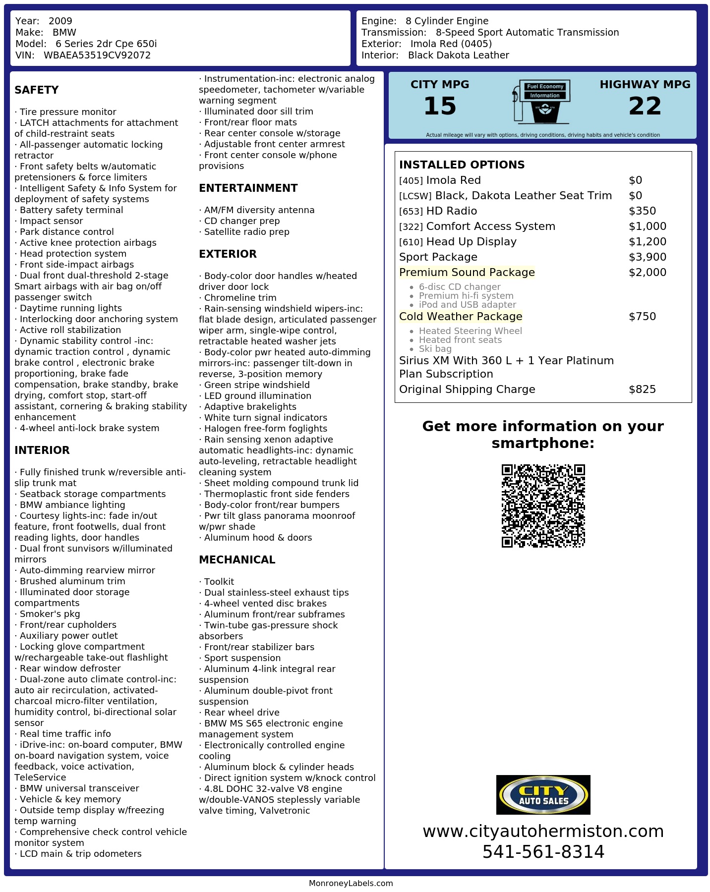 Monroney Label
