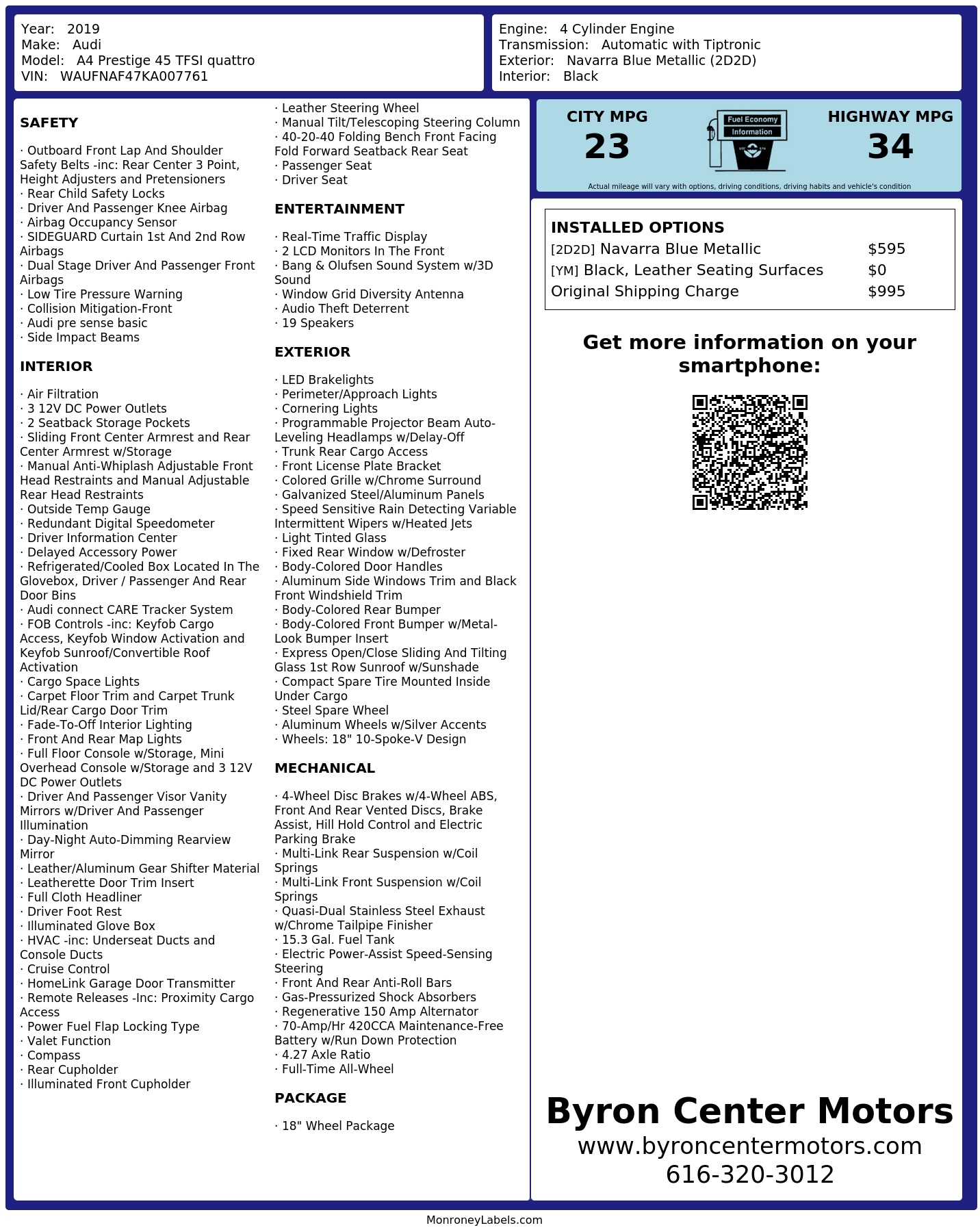 Monroney Label