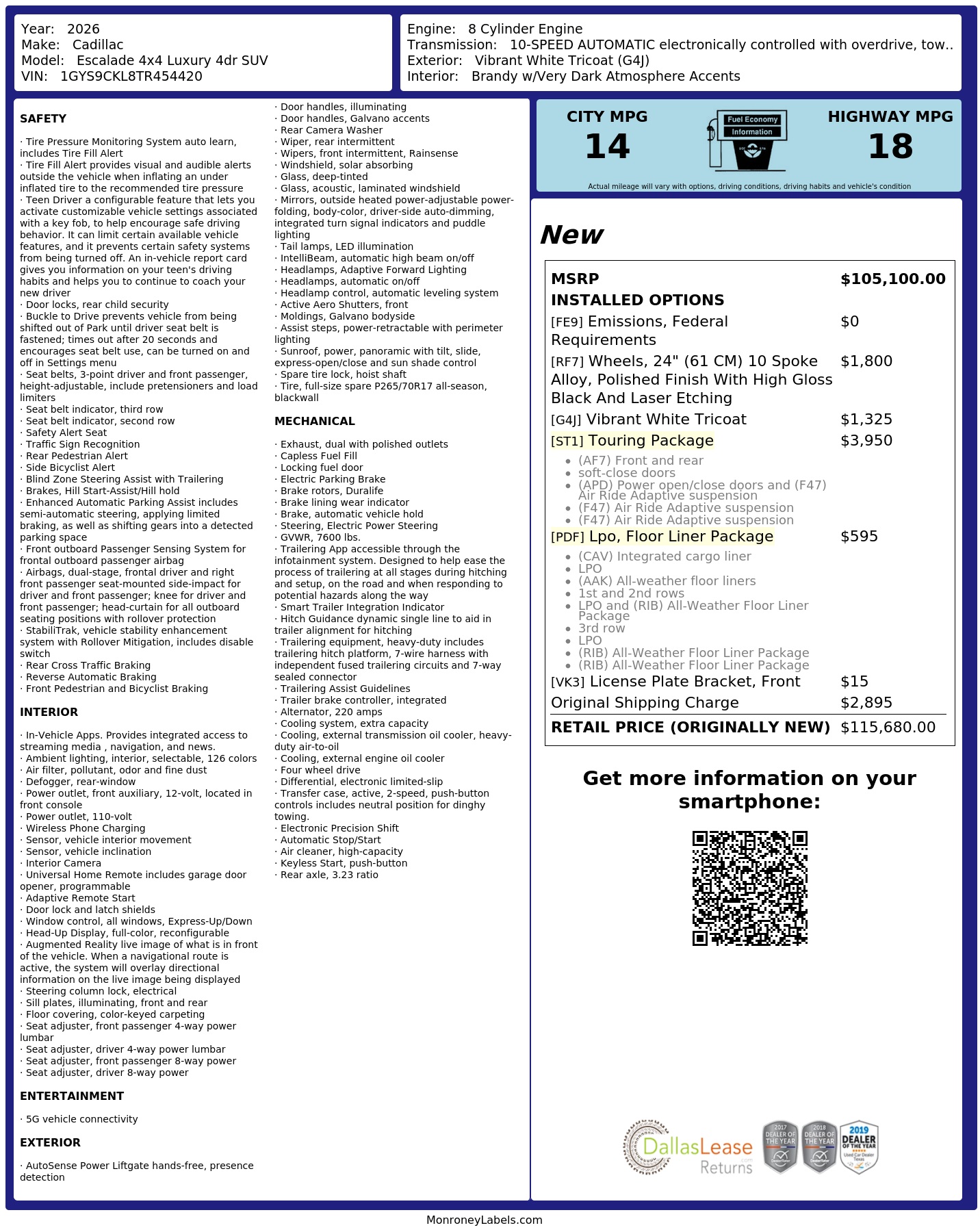 Monroney Label