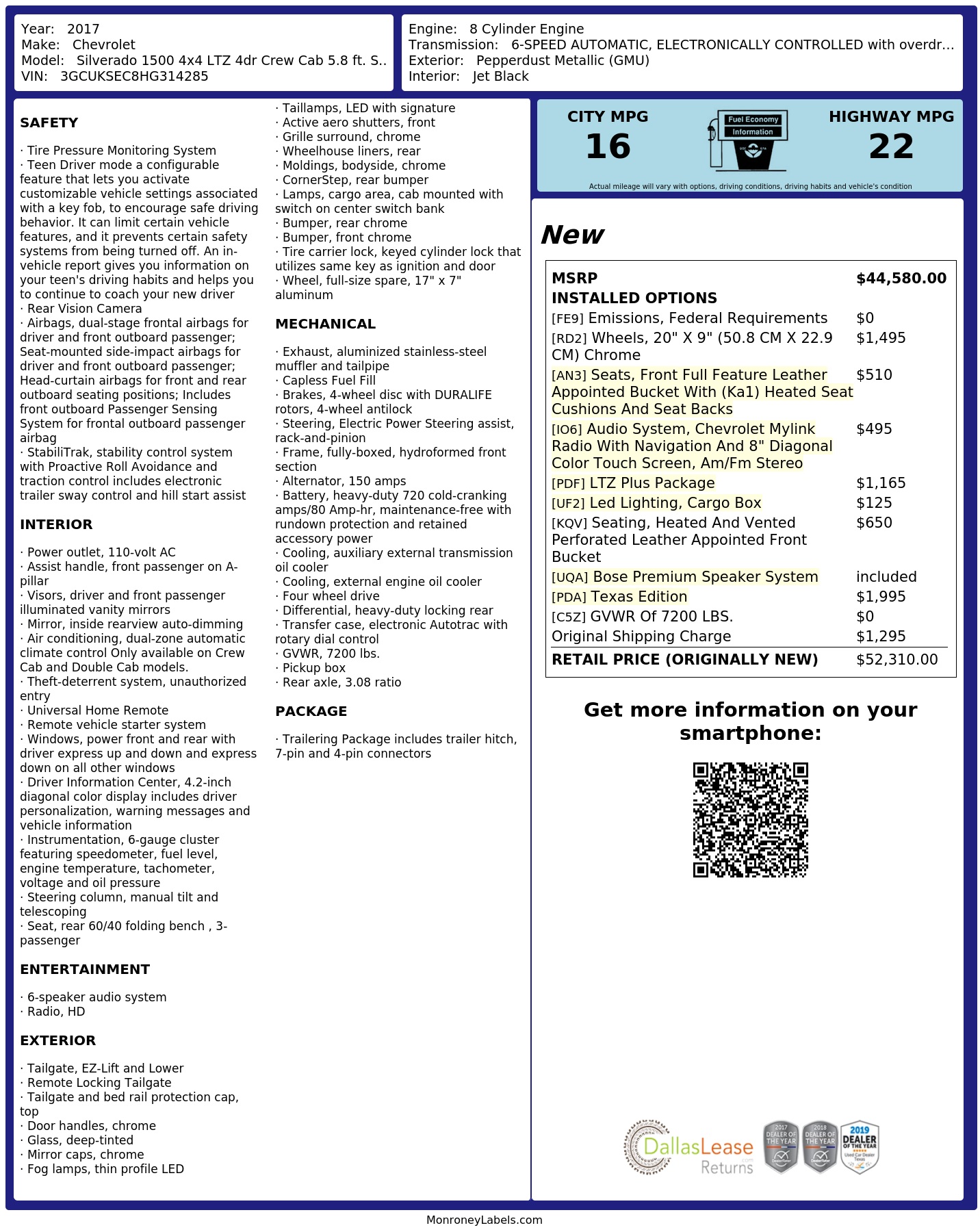 Monroney Label