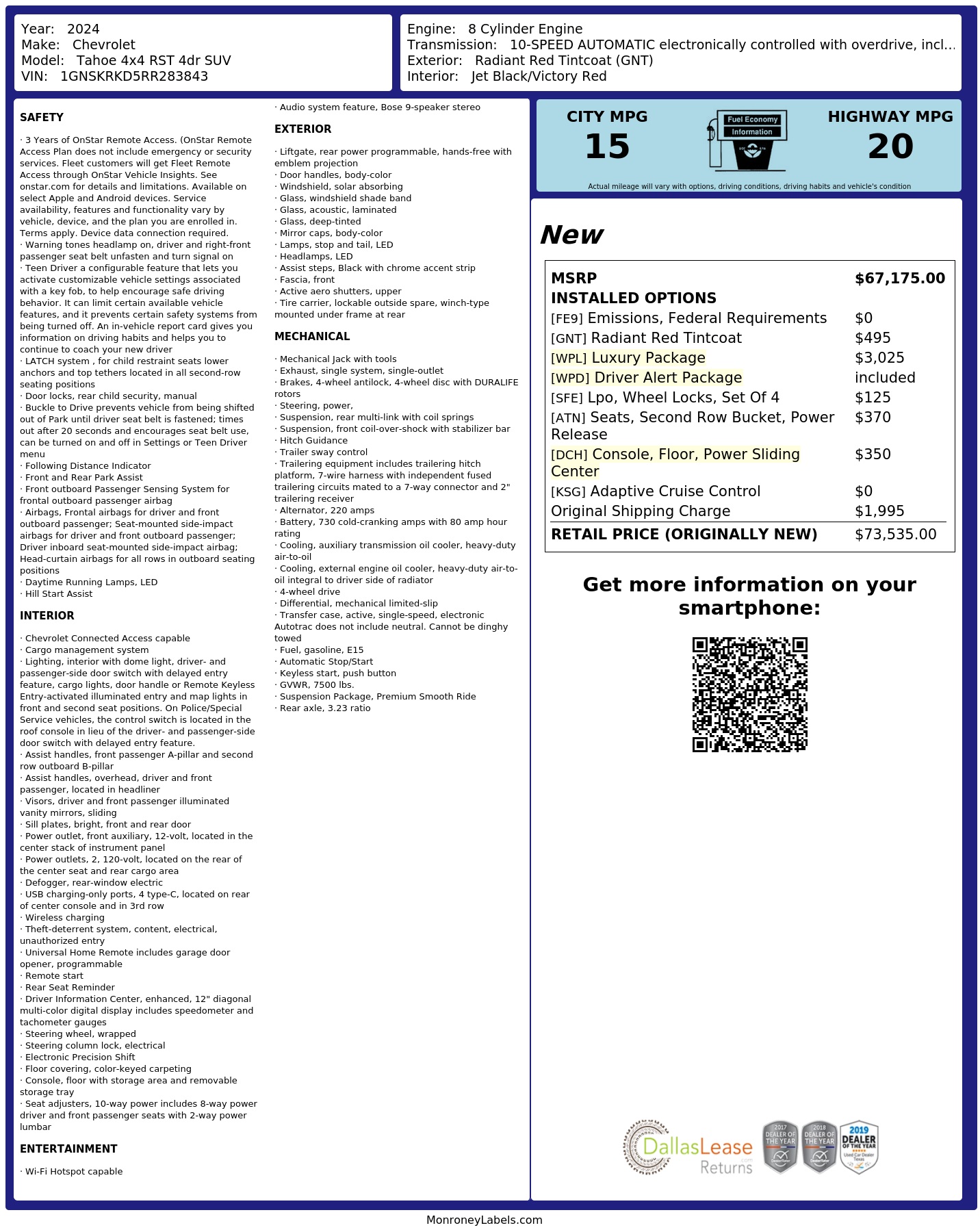 Monroney Label