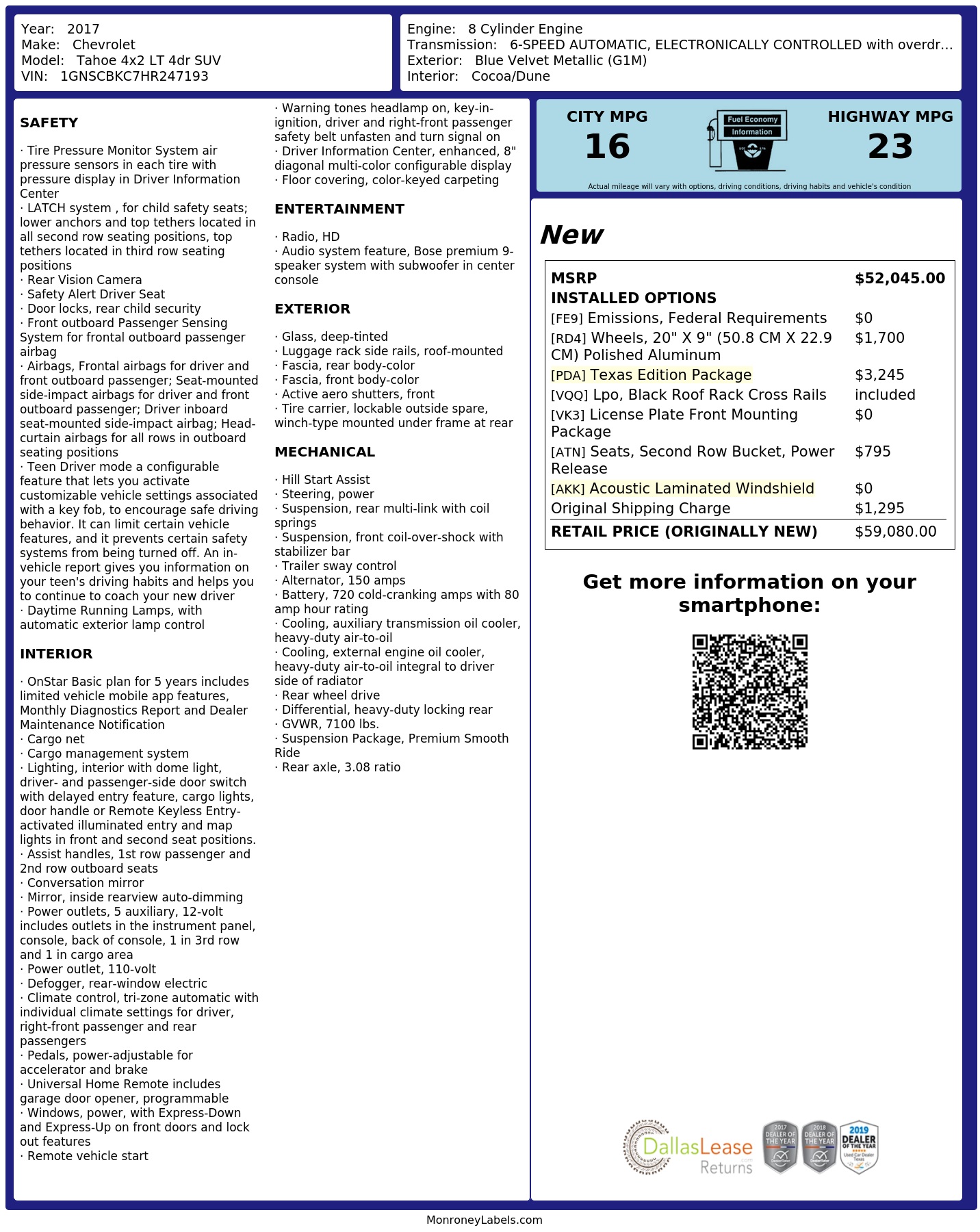 Monroney Label