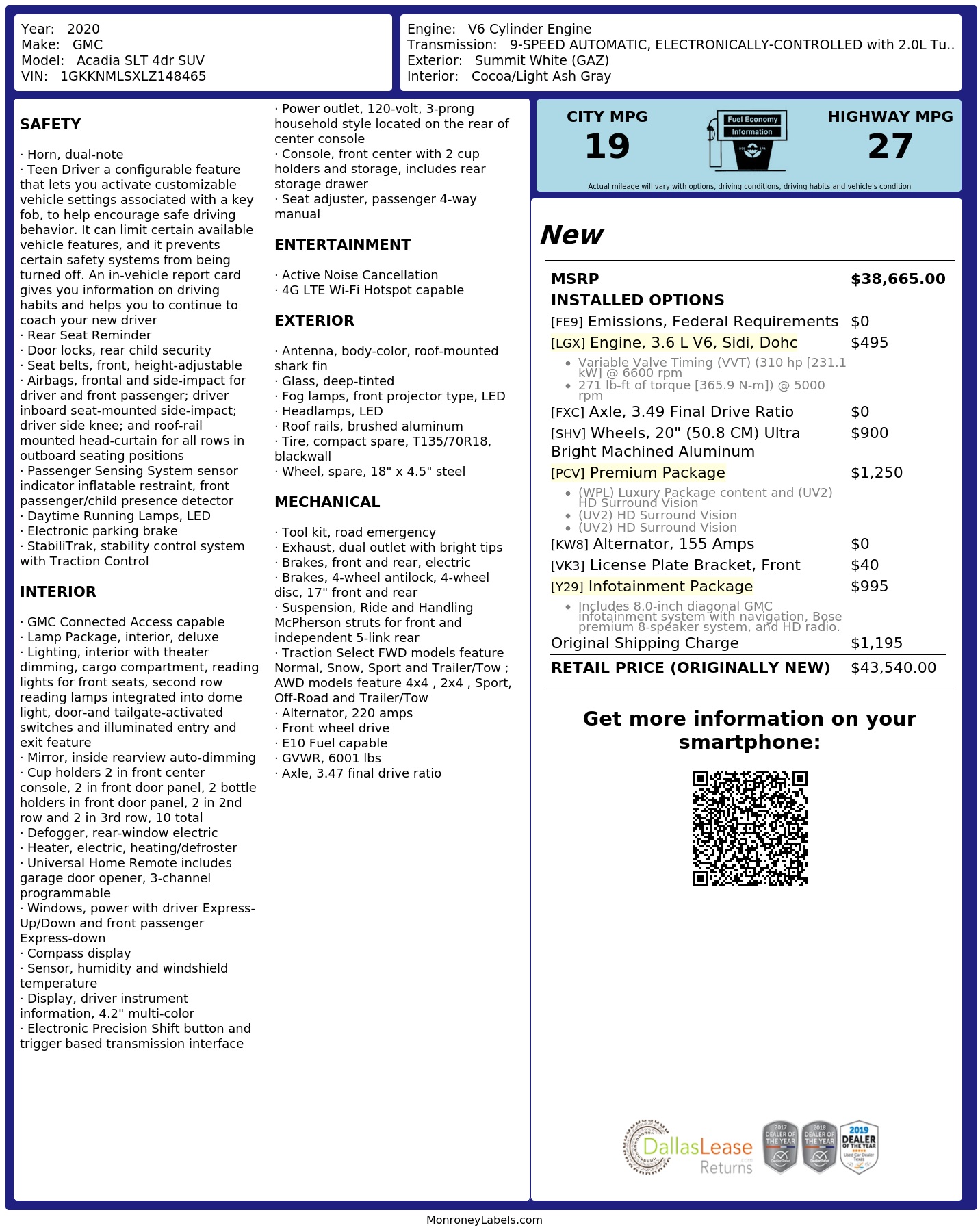 Monroney Label