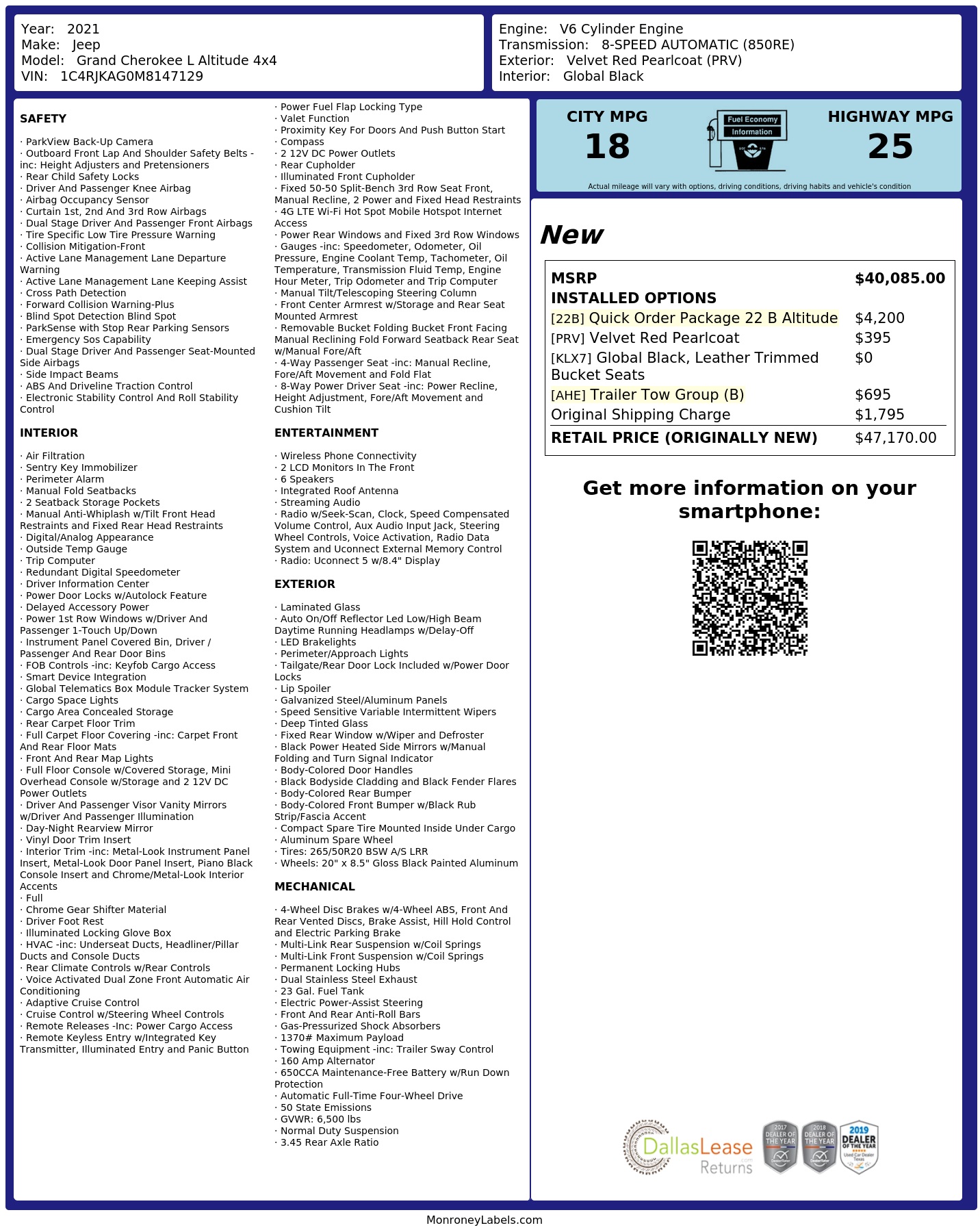 Monroney Label