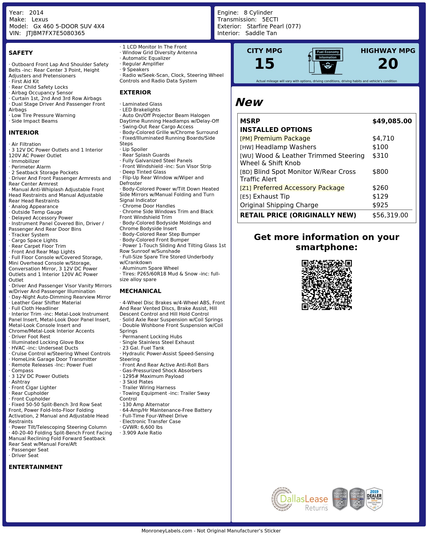 Monroney Label