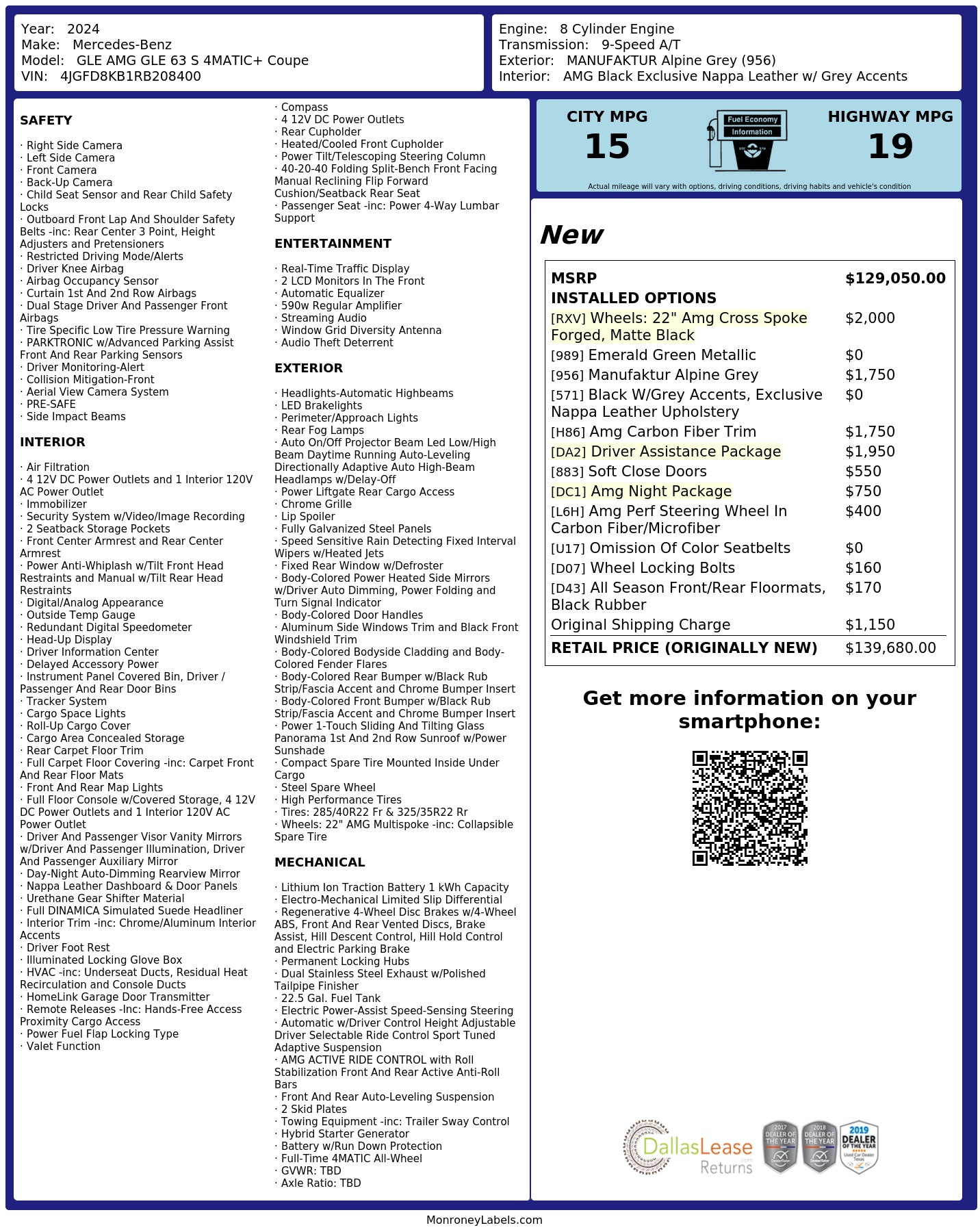 Monroney Label
