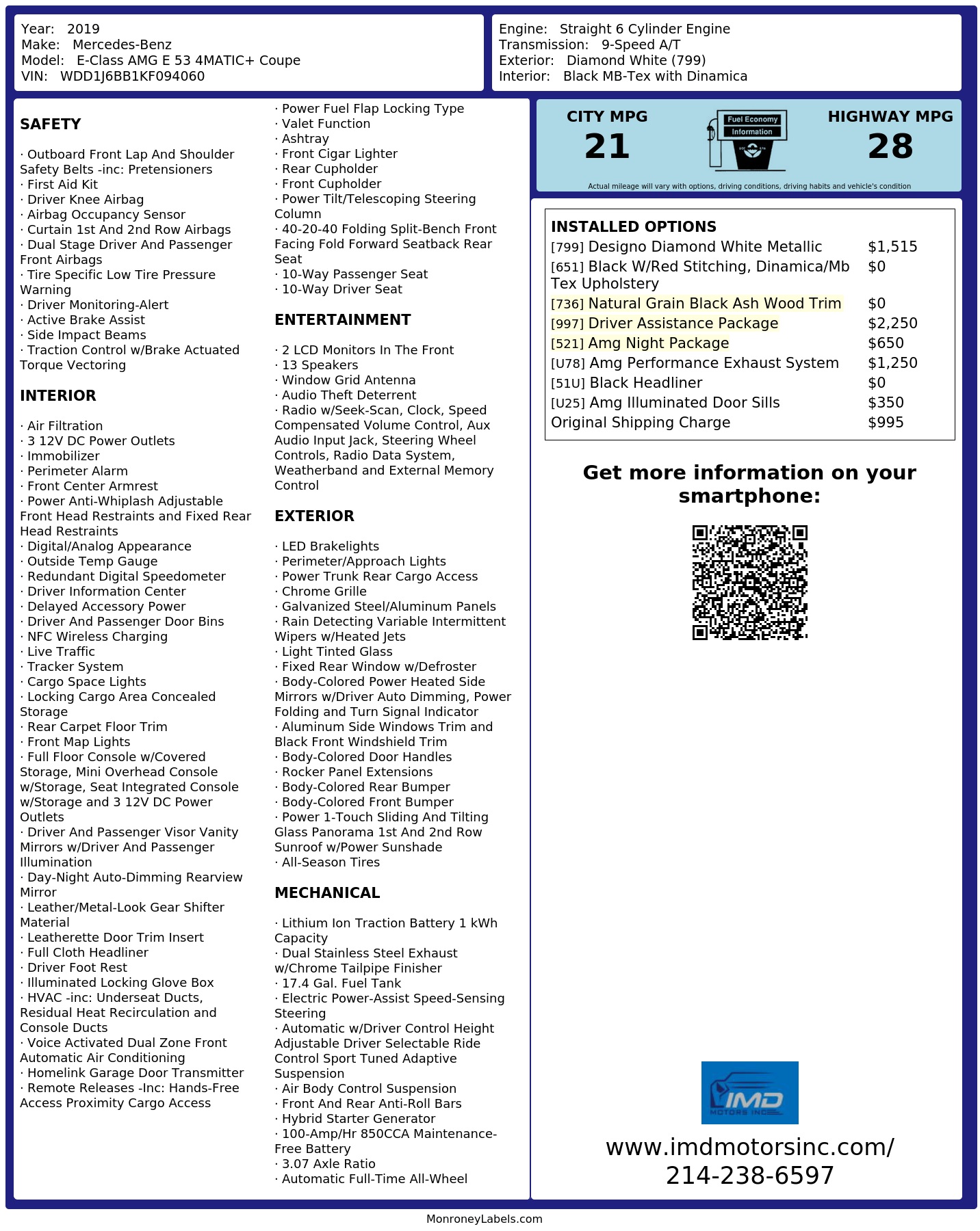 Monroney Label