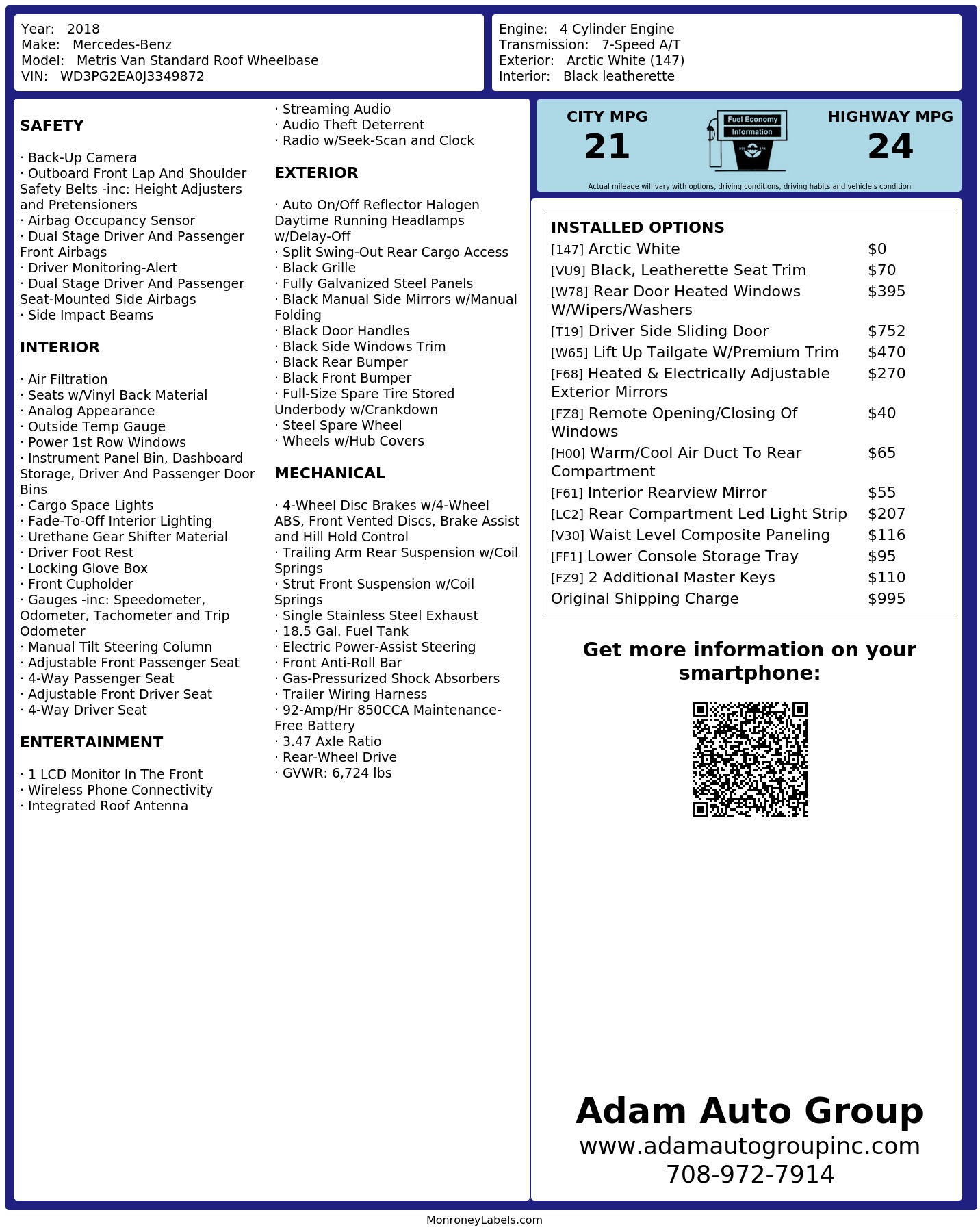 Monroney Label