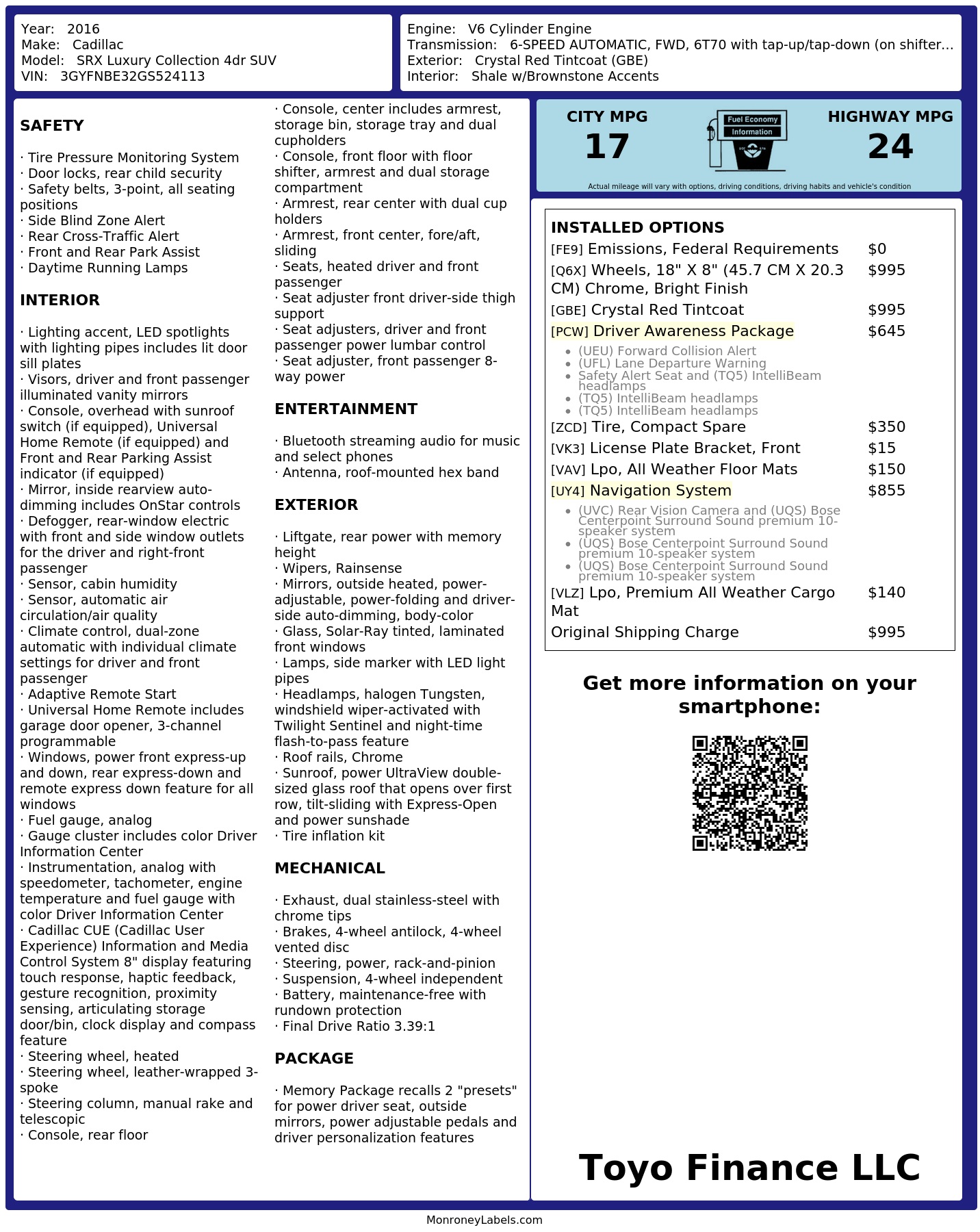 Monroney Label