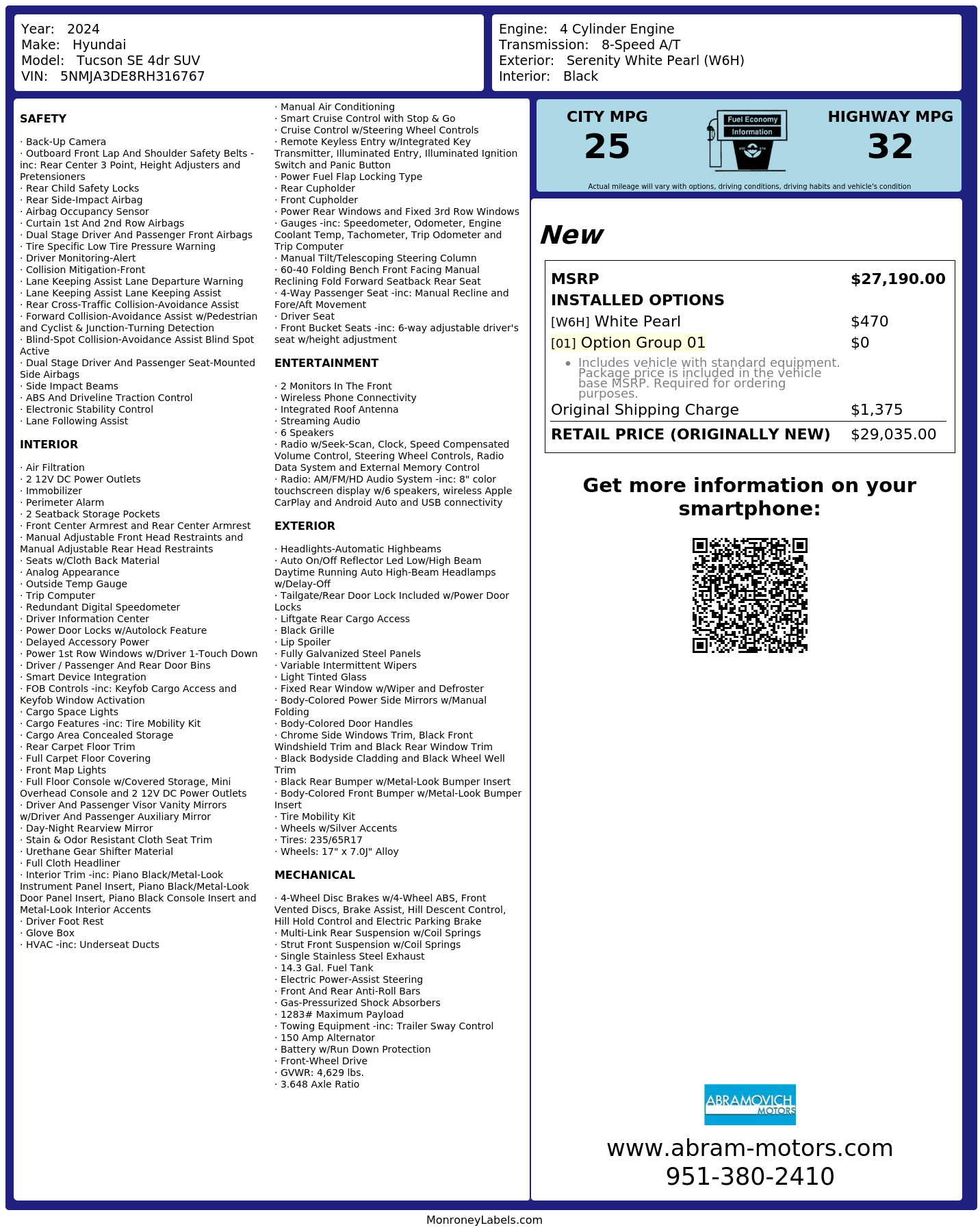 Monroney Label