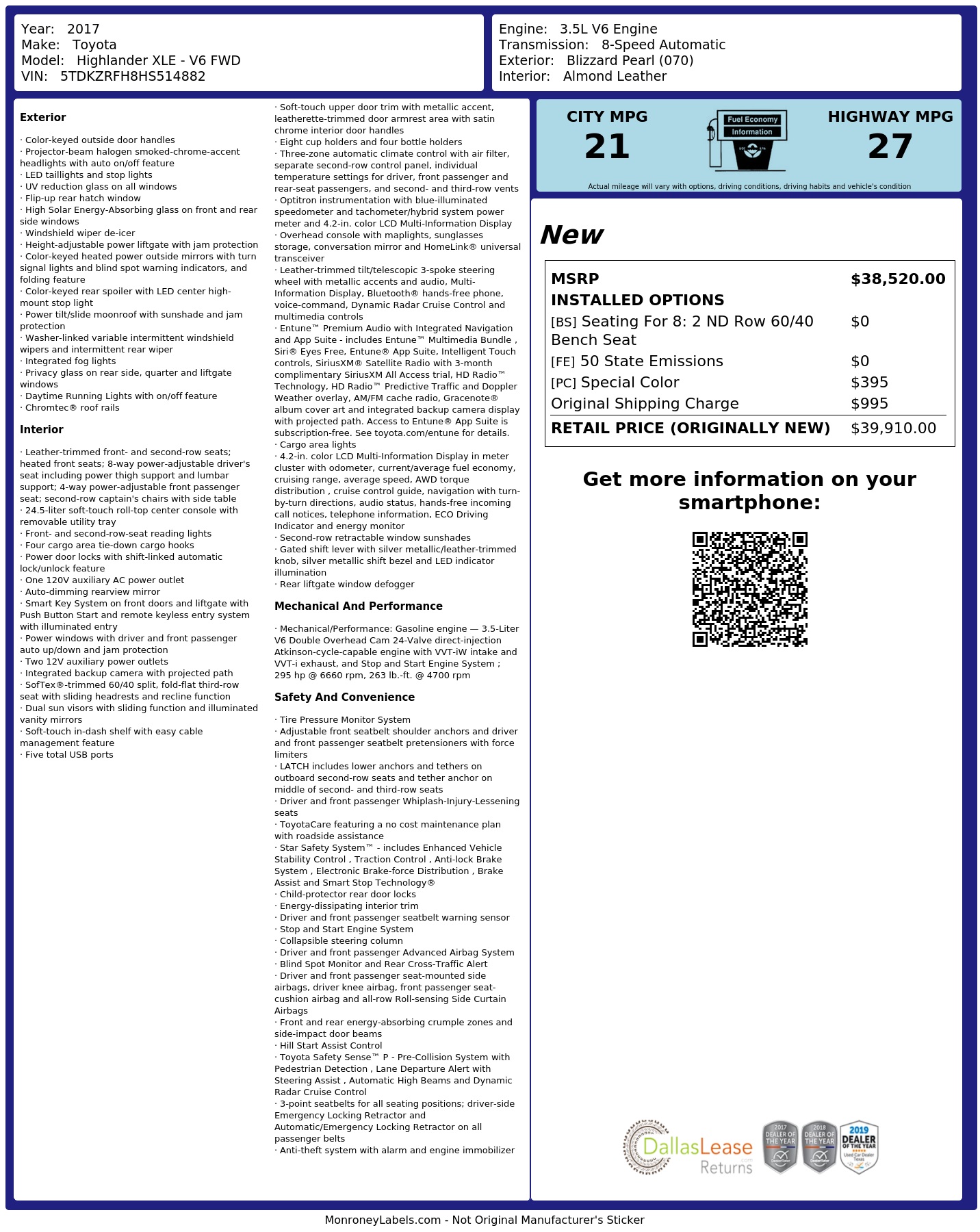Monroney Label