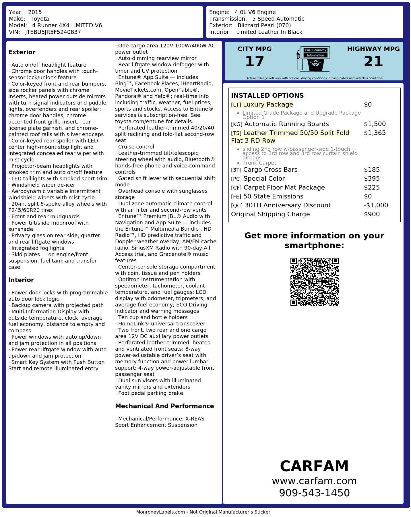 Monroney Label