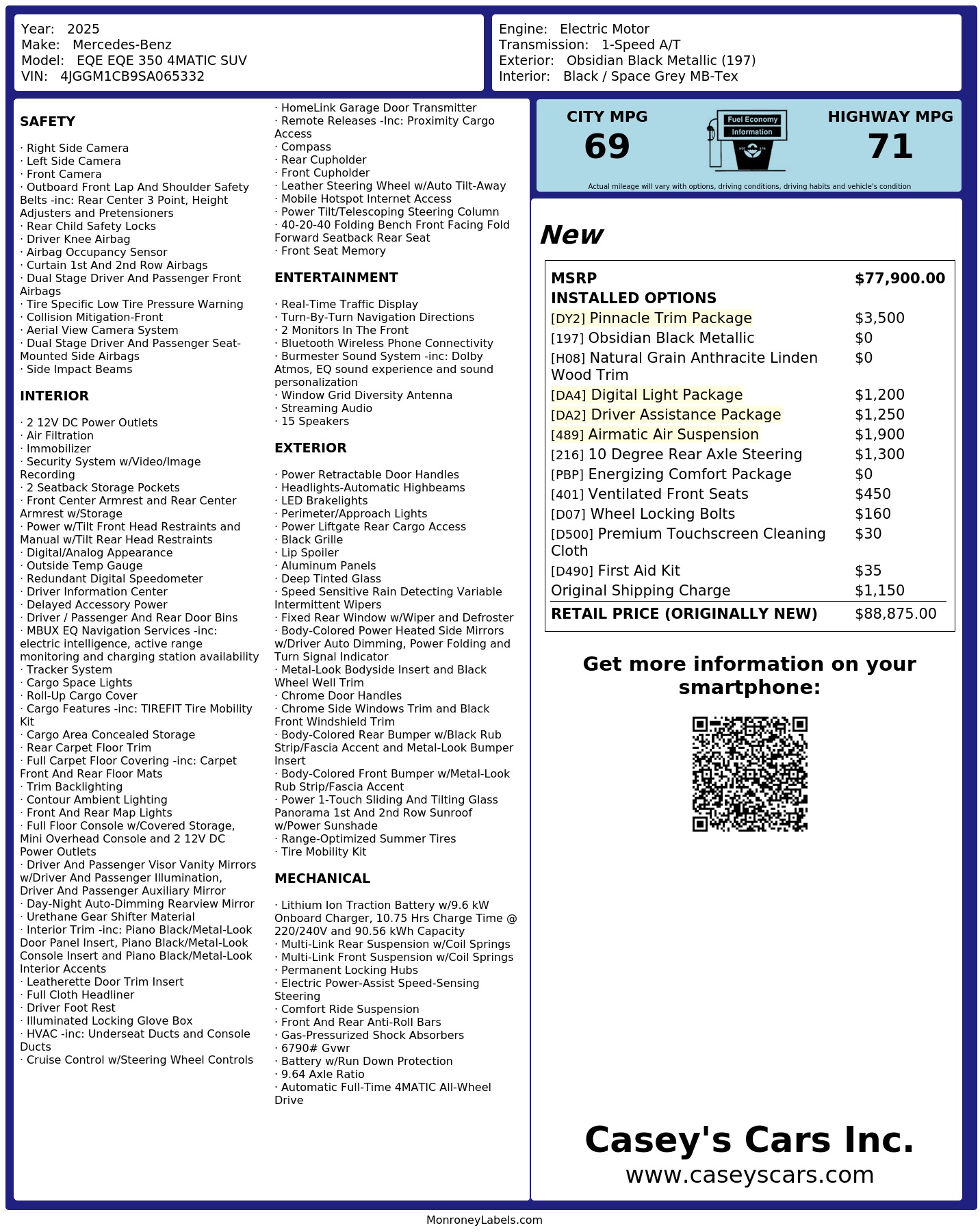 Monroney Label