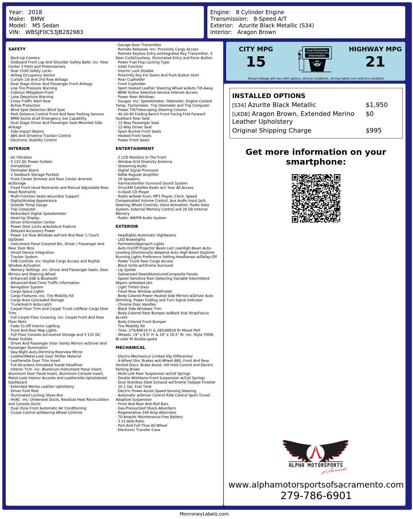 Monroney Label