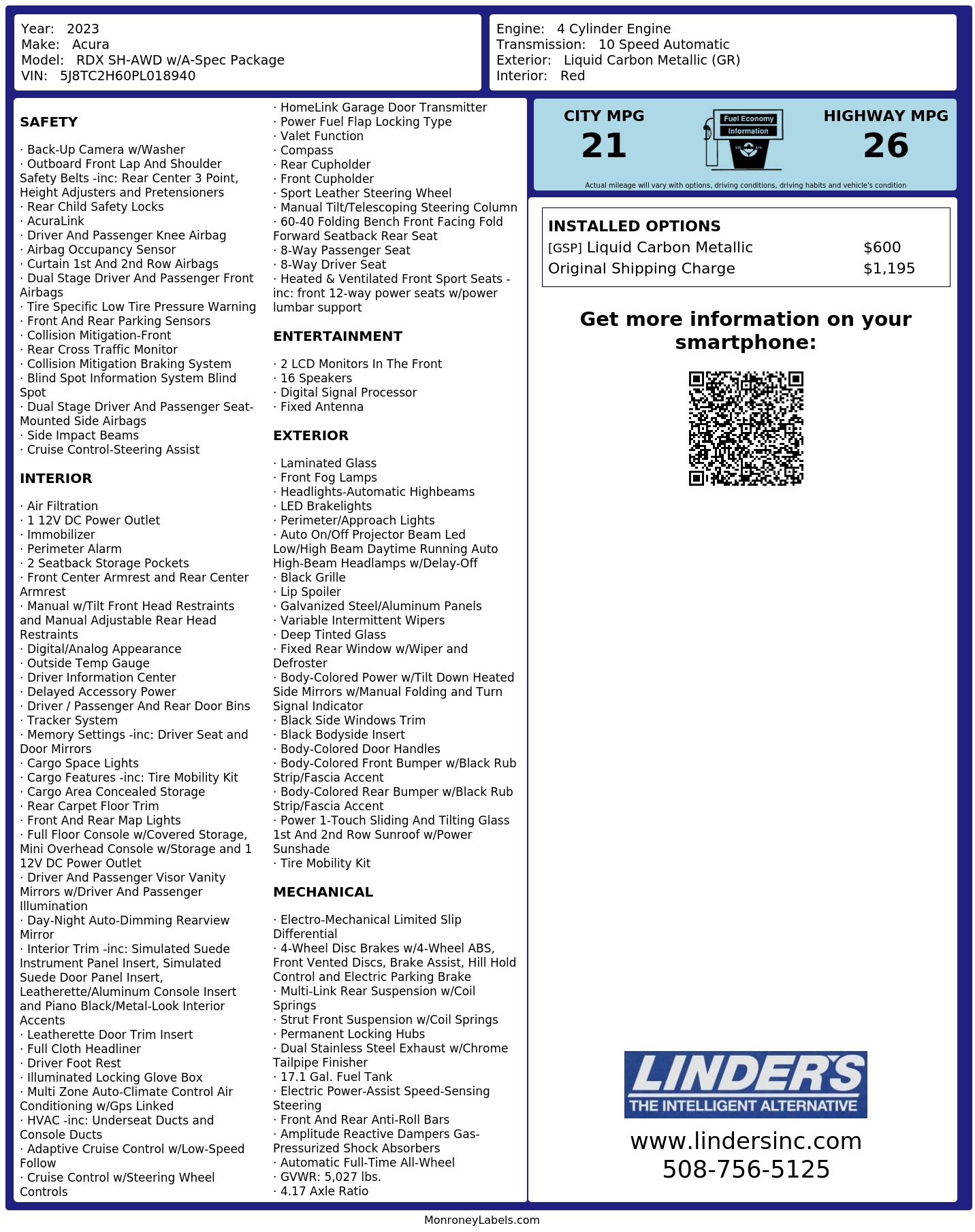 Monroney Label