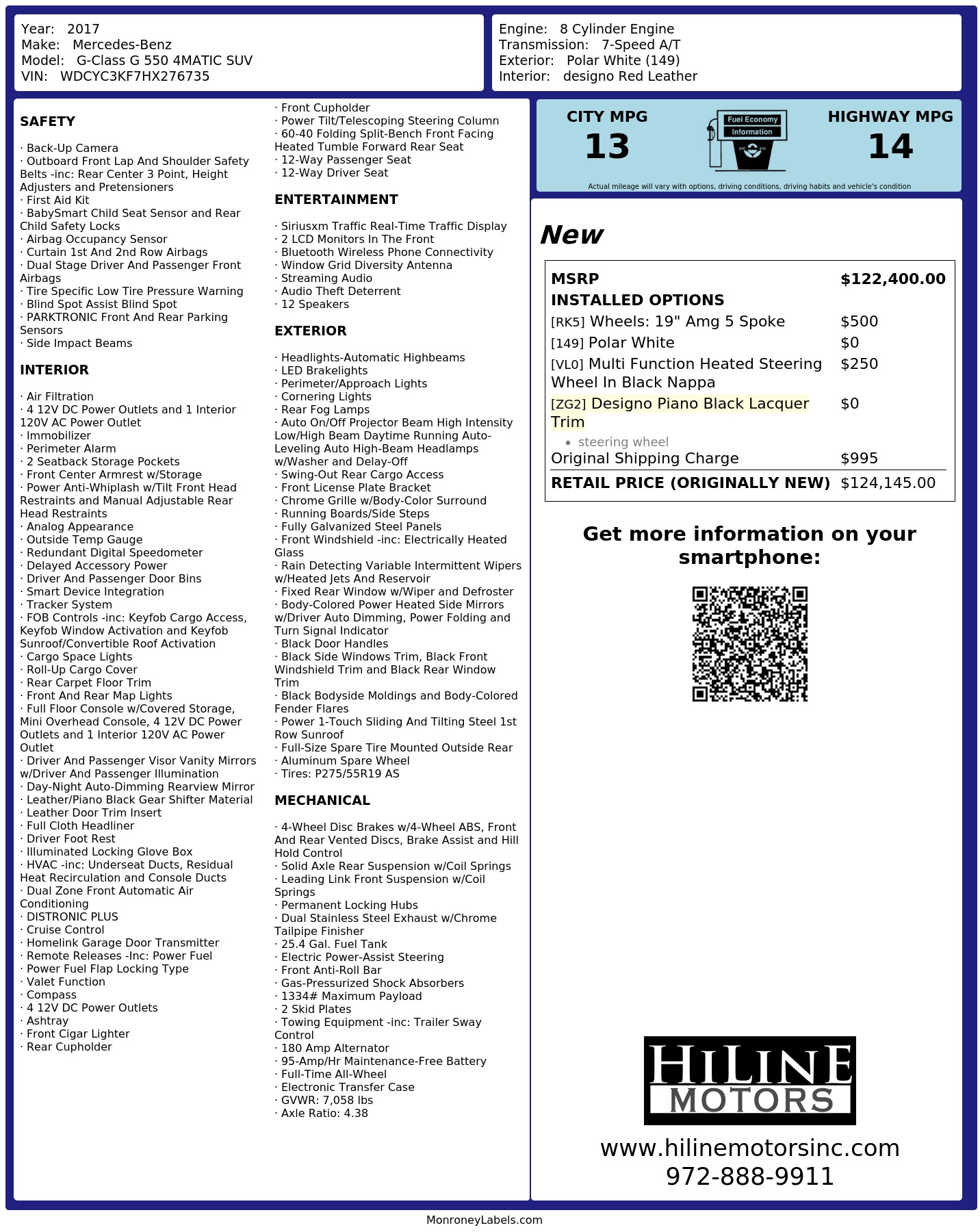 Monroney Label