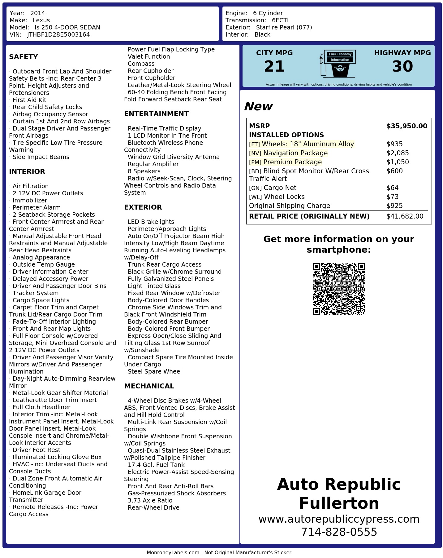 Monroney Label