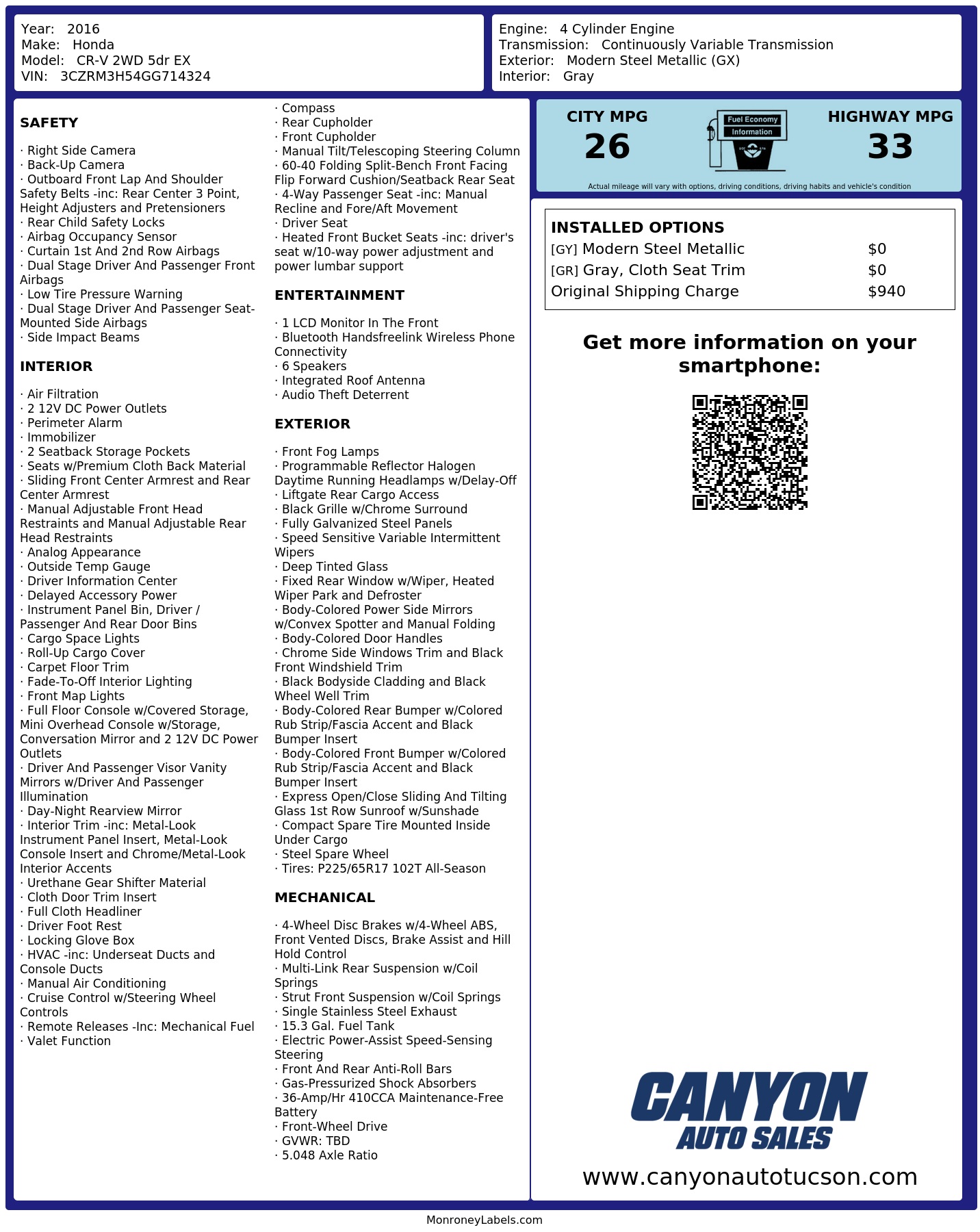 Monroney Label