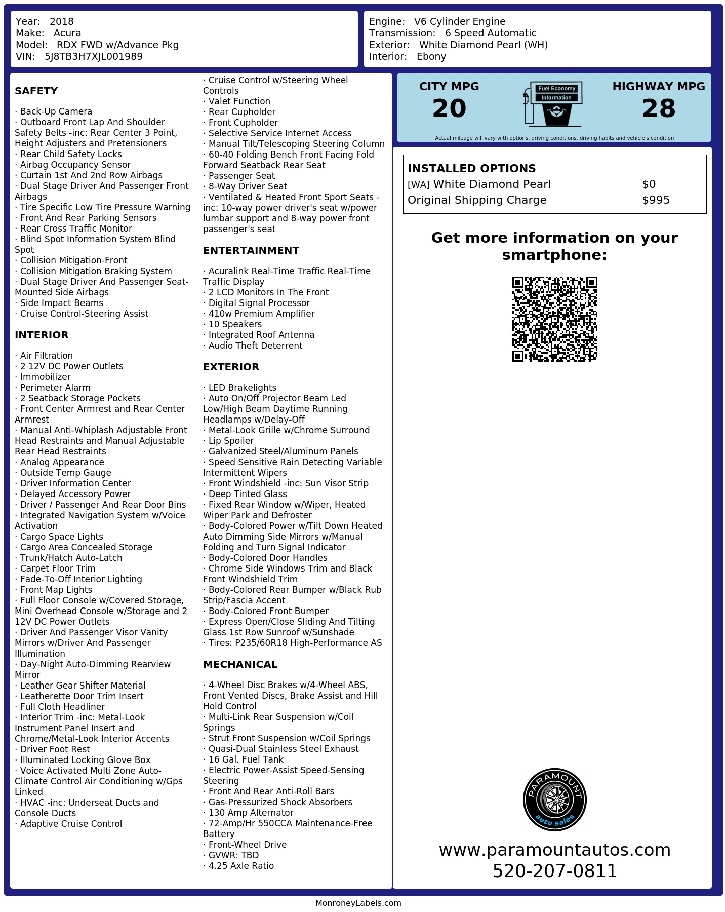 Monroney Label
