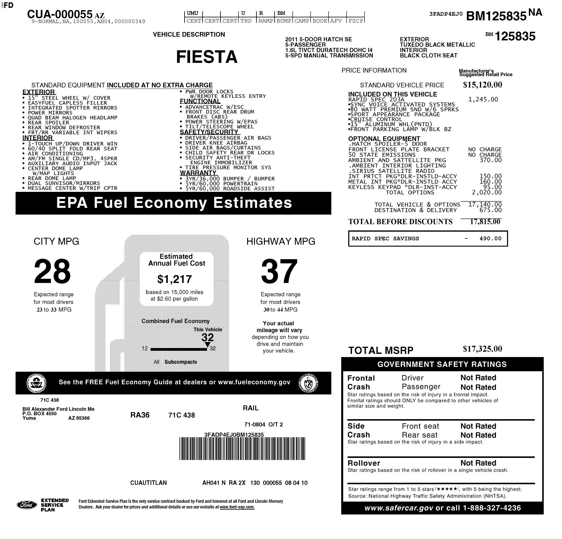 Monroney Label