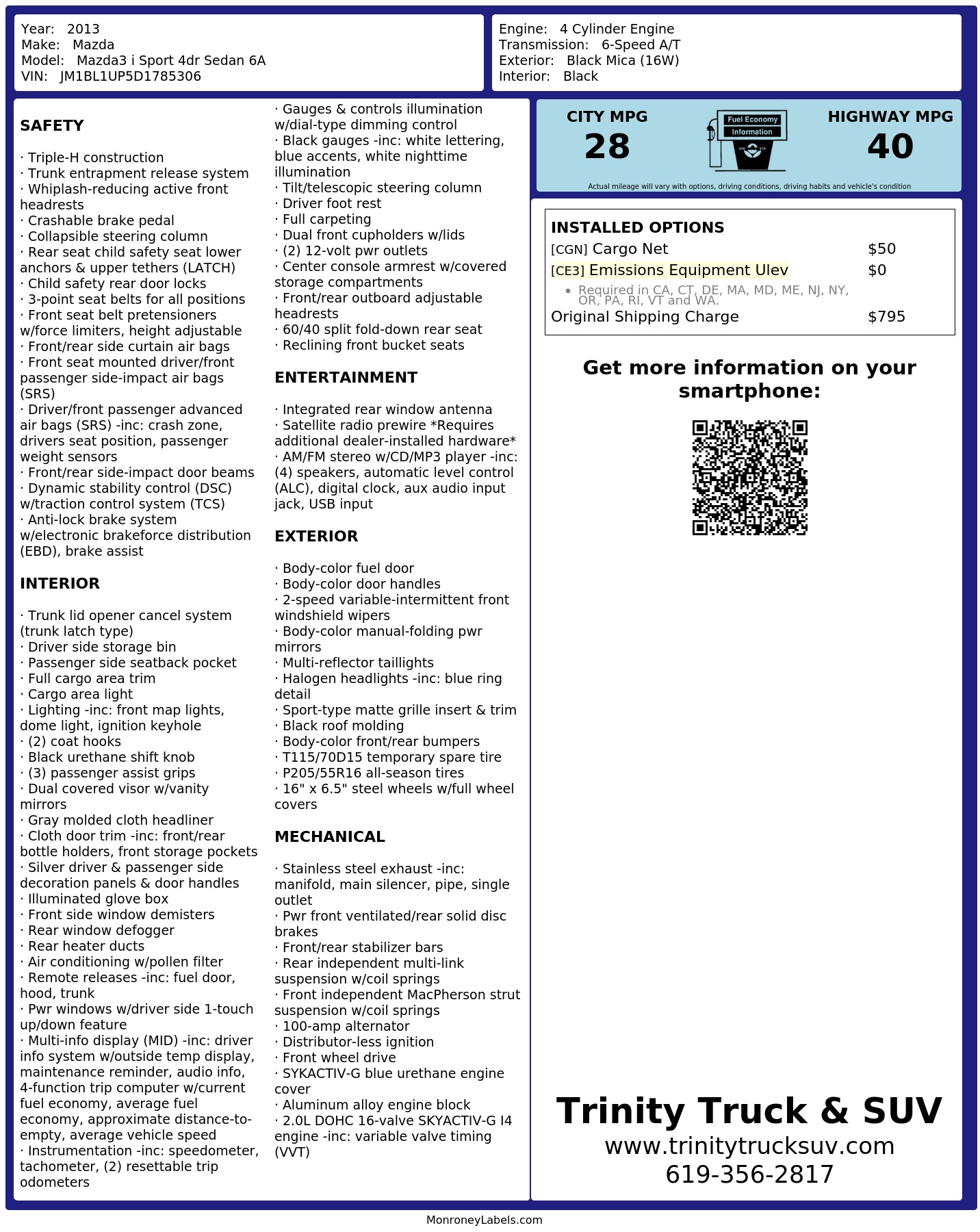 Monroney Label