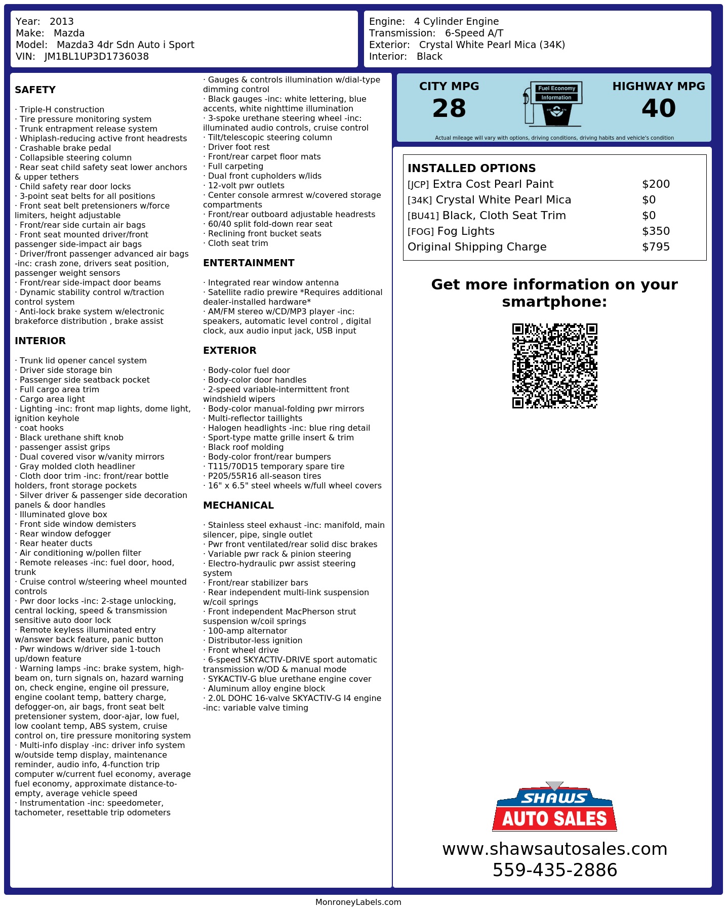 Monroney Label