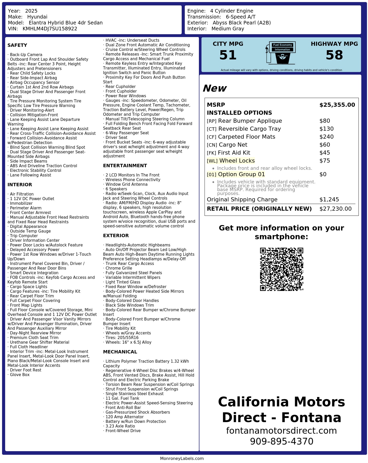 Monroney Label