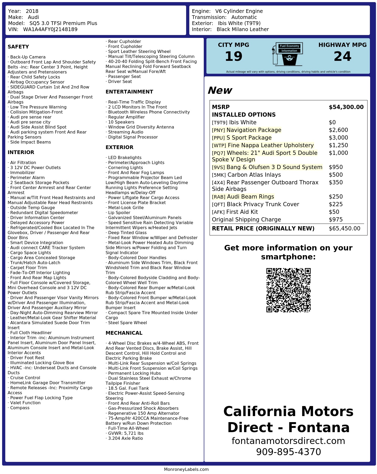 Monroney Label