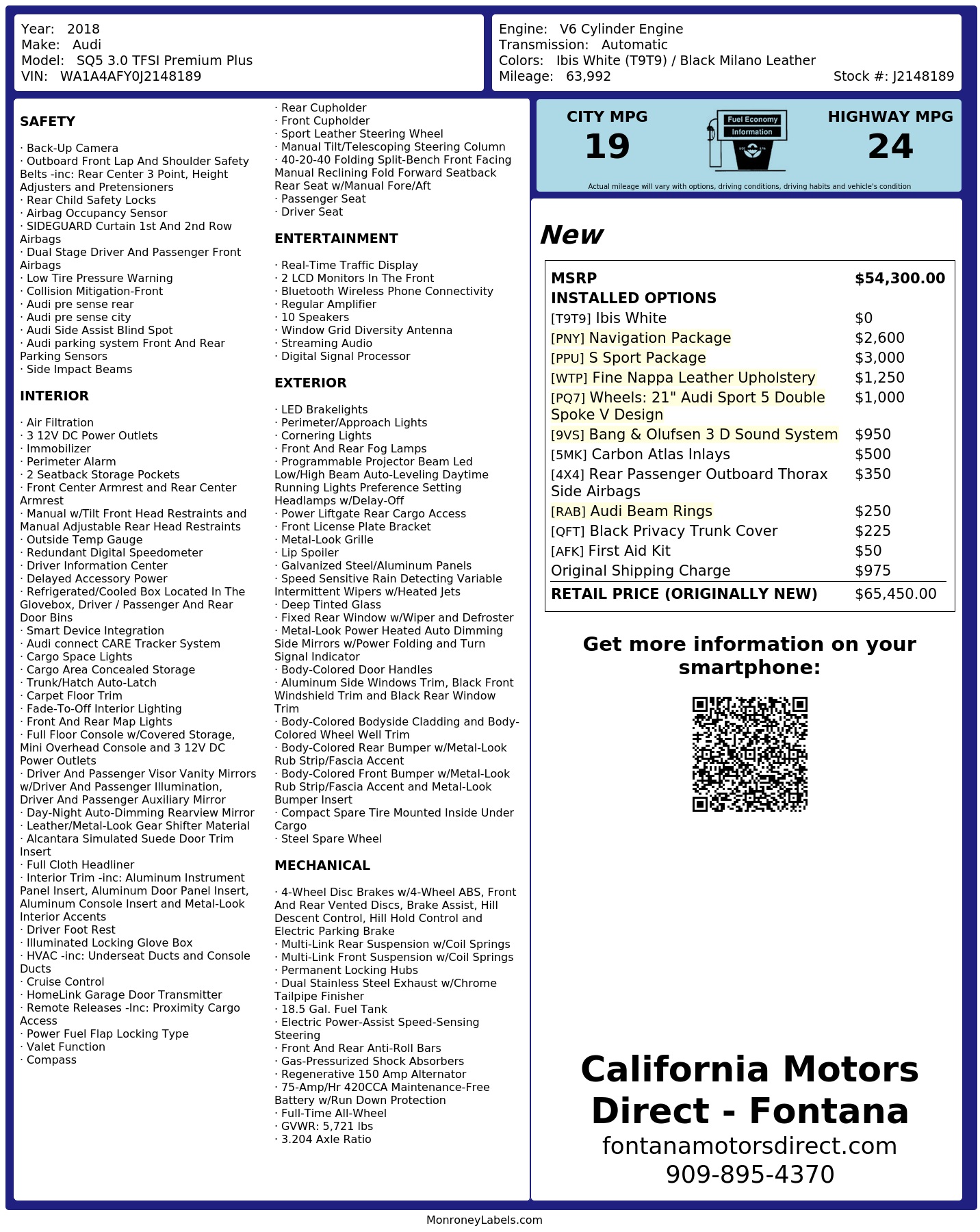 Monroney Label