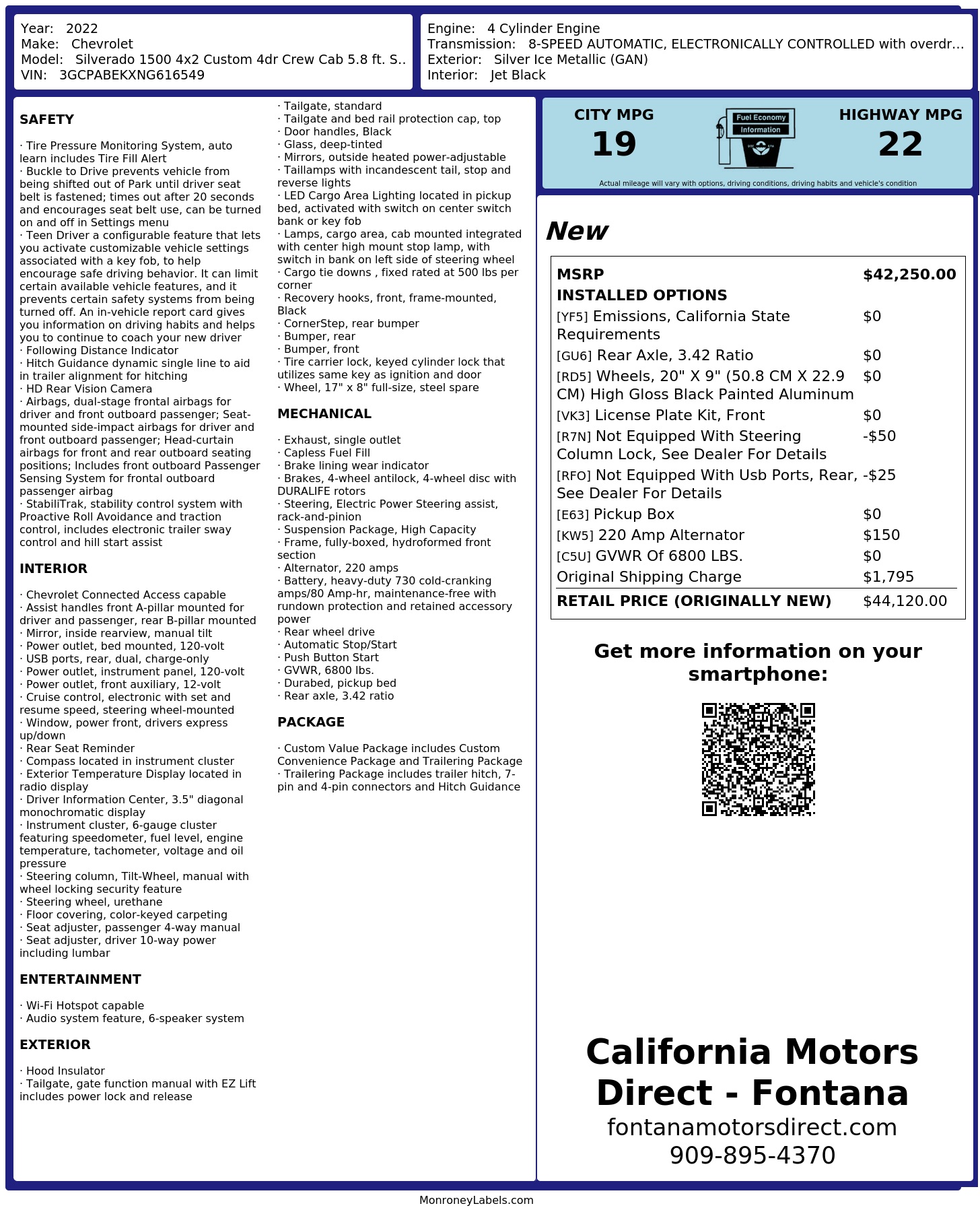 Monroney Label