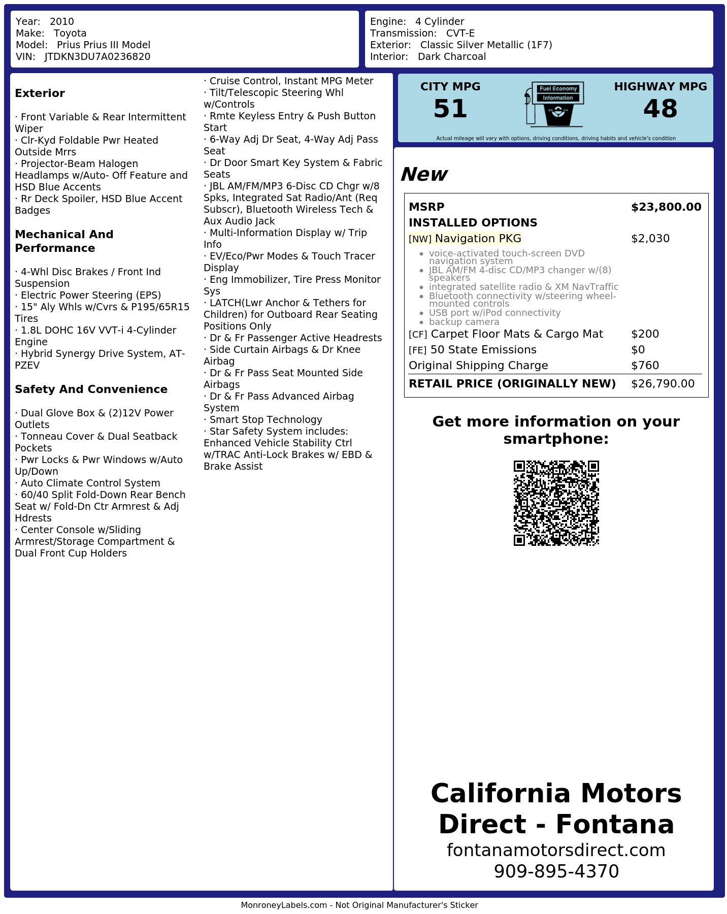 Monroney Label