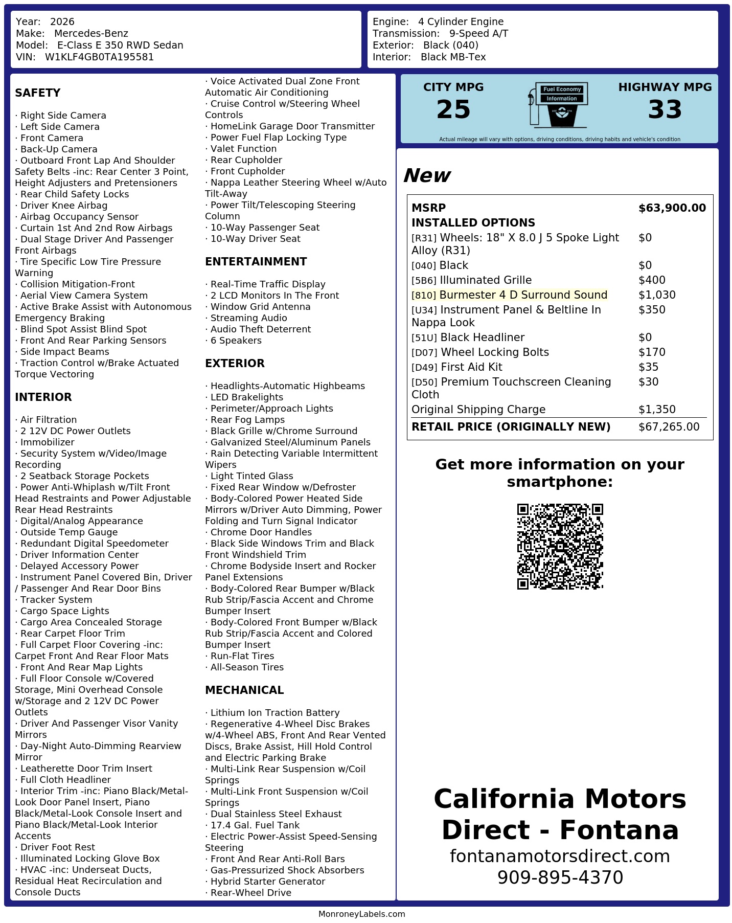 Monroney Label
