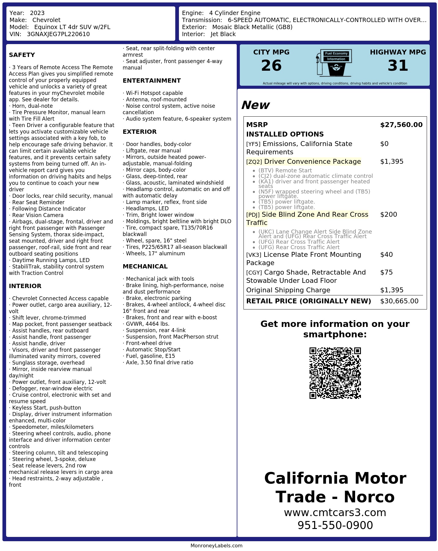 Monroney Label