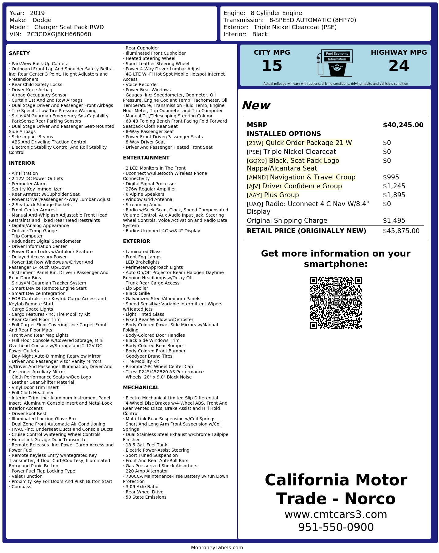 Monroney Label